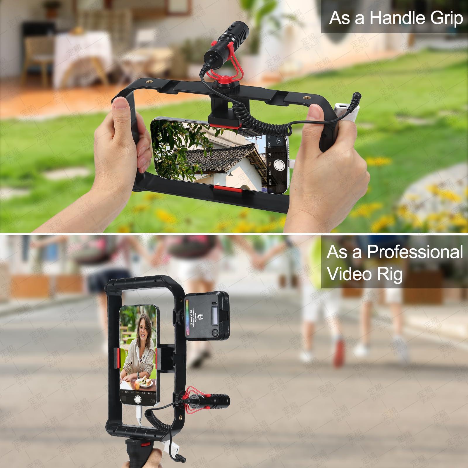 Taisioner Smartphone Video Rig Hand Girp Stabilizer Filmmaking Vlogging Case Phone Video Stabilizer with Cold Shoe for Film Maker Video Grapher Compatible with iPhone 15/14/13/12/ Pro Max and Android - Image 2