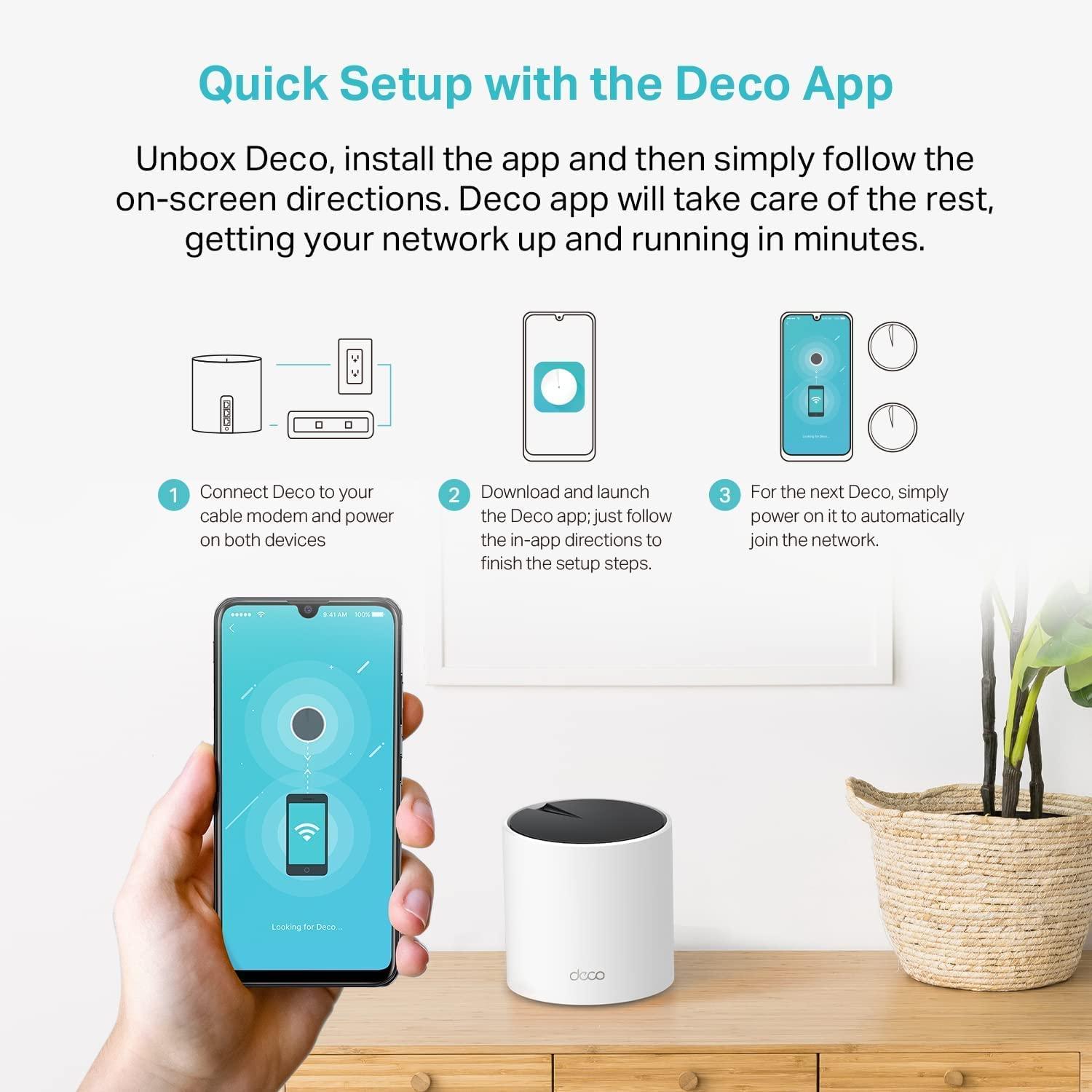 TP-Link Deco AX3000 WiFi 6 Mesh System(Deco X55) - Covers up to 6500 Sq.Ft. , Replaces Wireless Router and Extender, 3 Gigabit ports per unit, supports Ethernet Backhaul (3-pack) - Image 7