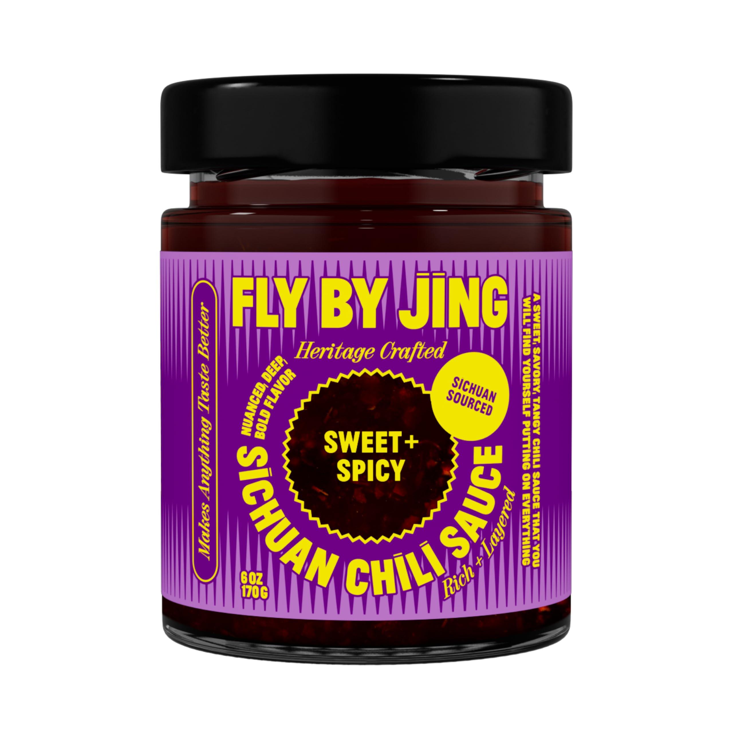 FLYBYJING Sweet+Spicy Sichuan Chili Sauce: Perfect for Noodles, Proteins, Veggies, Fish, Dumplings and Everything Else - Hot Sauce, Marinade and Glaze made w/Premium Chilis - Vegan, 6oz (Pack of 1)