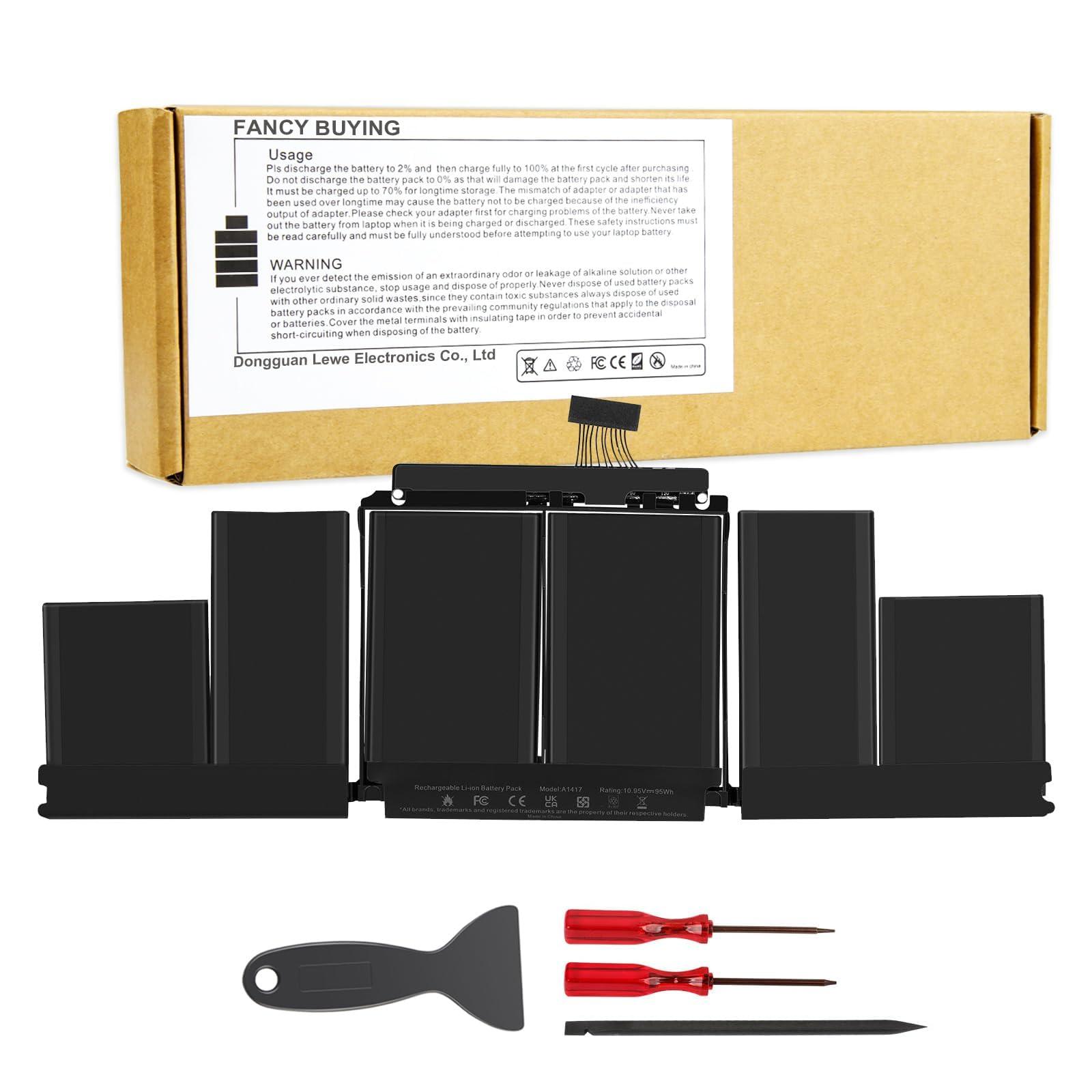 A1417 Laptop Battery Replacement for MacBook Pro 15 inch Retina A1398 [ Mid 2012 Early 2013], fits MD831LL/A MC975LL/A MC976LL/A ME665LL/A ME664LL/A