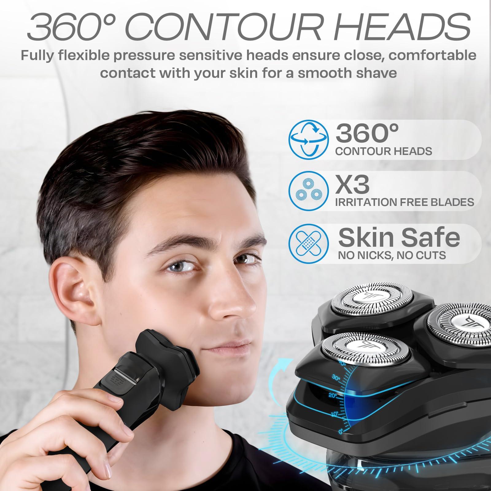 HUMMINGBIRD MK8 Premium Rotary Face Shaver, Rechargeable Wet & Dry Electric Shaver with Pop-up Trimmer, Electric Razor for Men, Waterproof, Cordless USB-C Rechargeable, LED Display, Travel Case - Image 2