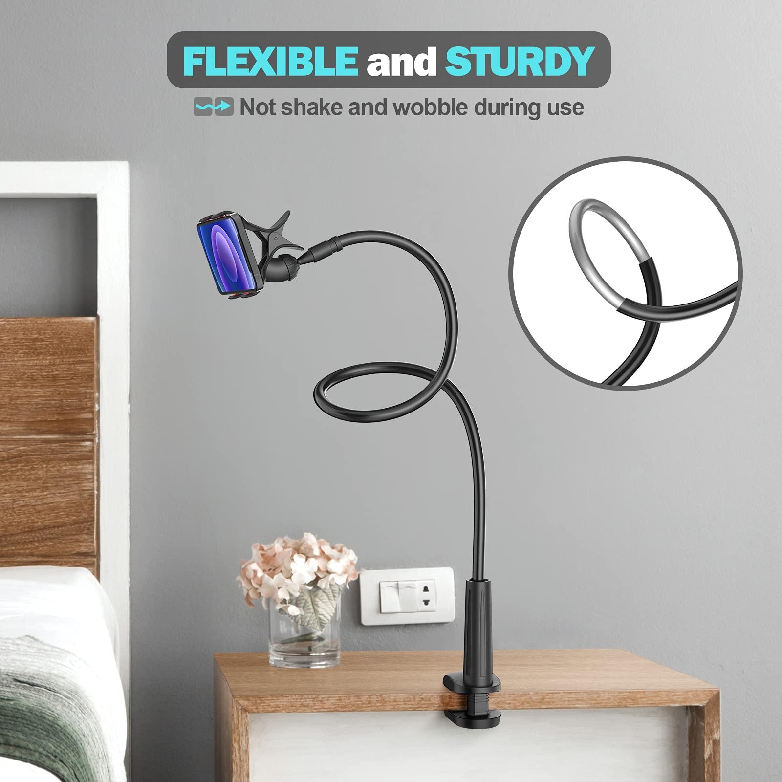 Gooseneck Phone Holder for Bed, Flexible Lazy Arm Cell Phone Holder 360 Adjustable Clamp Bracket Mount Desk for iPhone 14 Pro Max Plus 13 12 Pro Max Mini 11 Pro Xs XR X 8 Samsung S22 S21 Phones - Image 2
