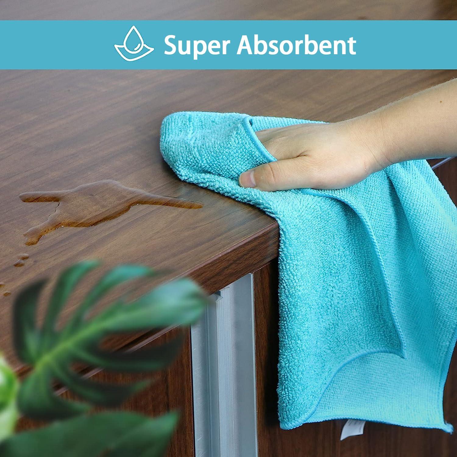 HOMEXCEL Microfiber Cleaning Cloth,12 Pack Cleaning Rags, Cleaning Towels with 4 Color Assorted, 11.5"X11.5"(Green/Blue/Yellow/Pink) - Image 5
