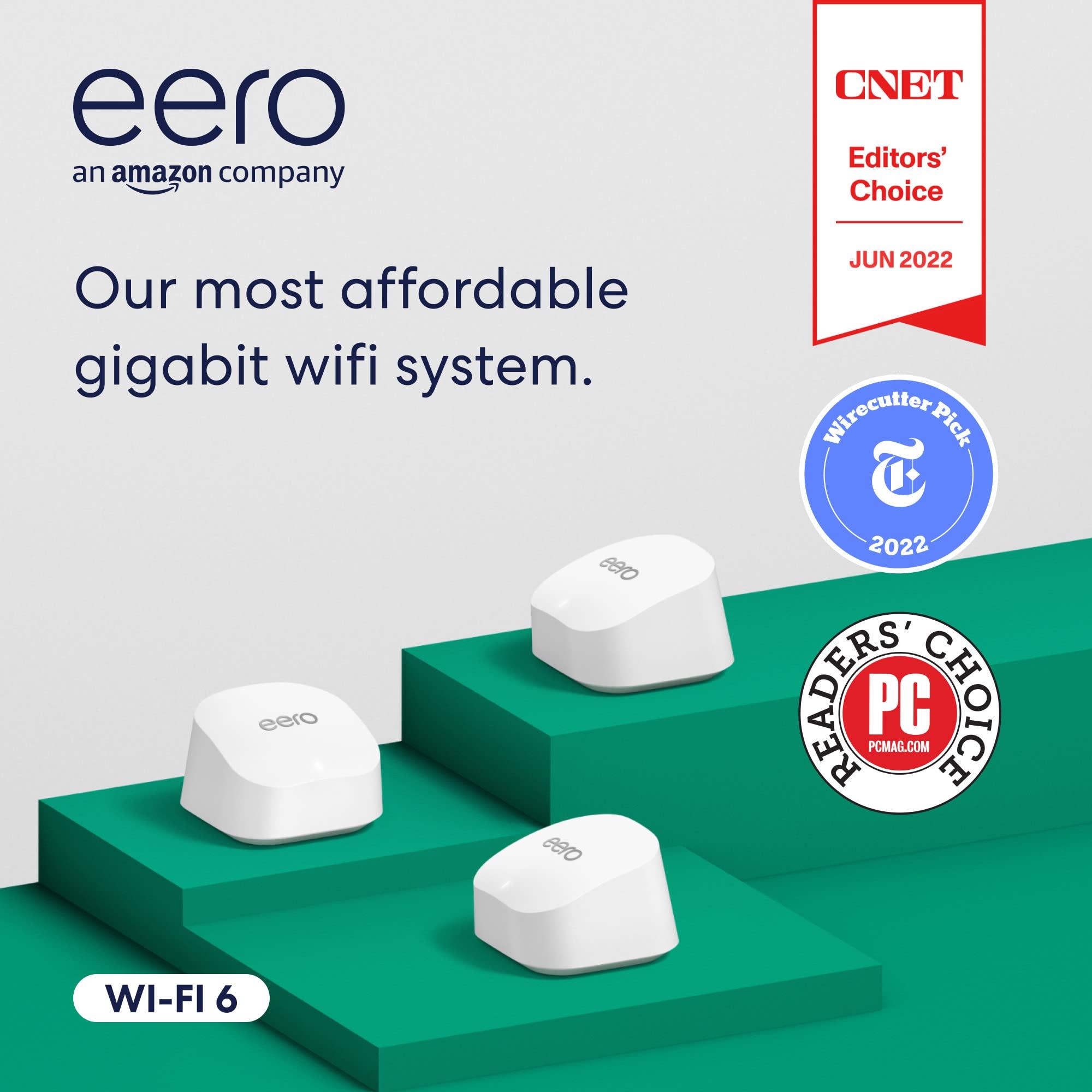 Amazon eero 6+ mesh wifi system - Supports internet plans up to a Gigabit, Coverage up to 4,500 sq. ft., Connect 75+ devices, 3-pack - Image 8