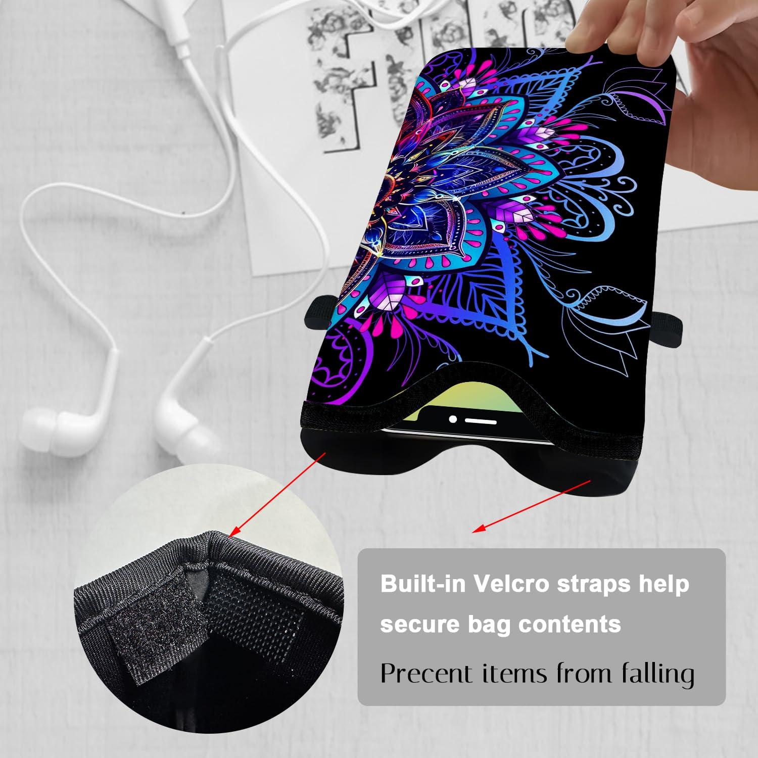 otilil Neoprene Cell Phone Sleeve Pouch Case Bag with Crossbody Strap Neck Lanyard for Women 7.1 X 3.9 in Purple Flower - Image 3