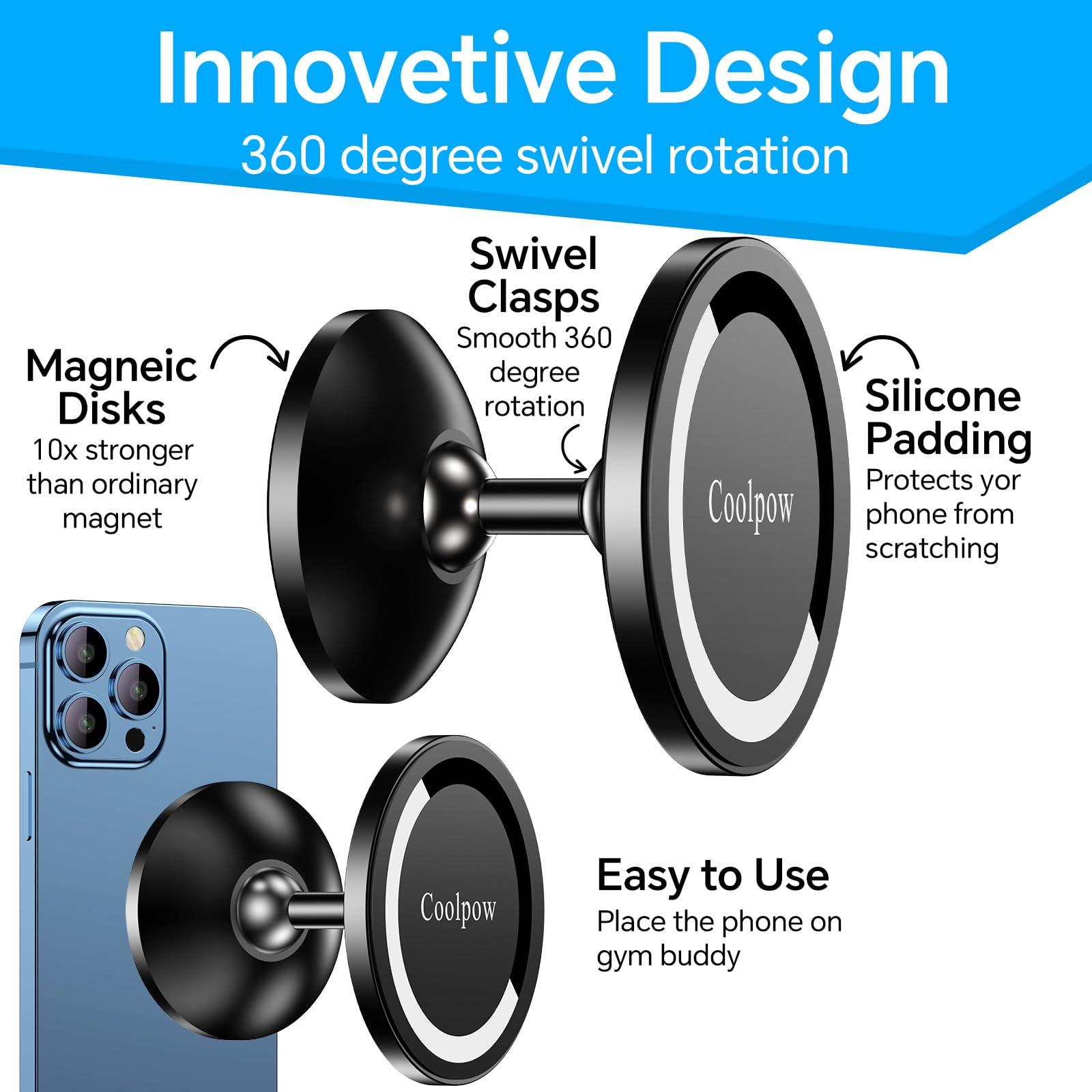 Gym Magnetic Phone Holder Mount for MagSafe【All Metal】Dual Magnetic Phone Holder for Gym Accessories Attach to Metal Surface, Gym Phone Holder Magnet for iPhone 16 15 14 13 Pro Max Gift for Men Women - Image 6