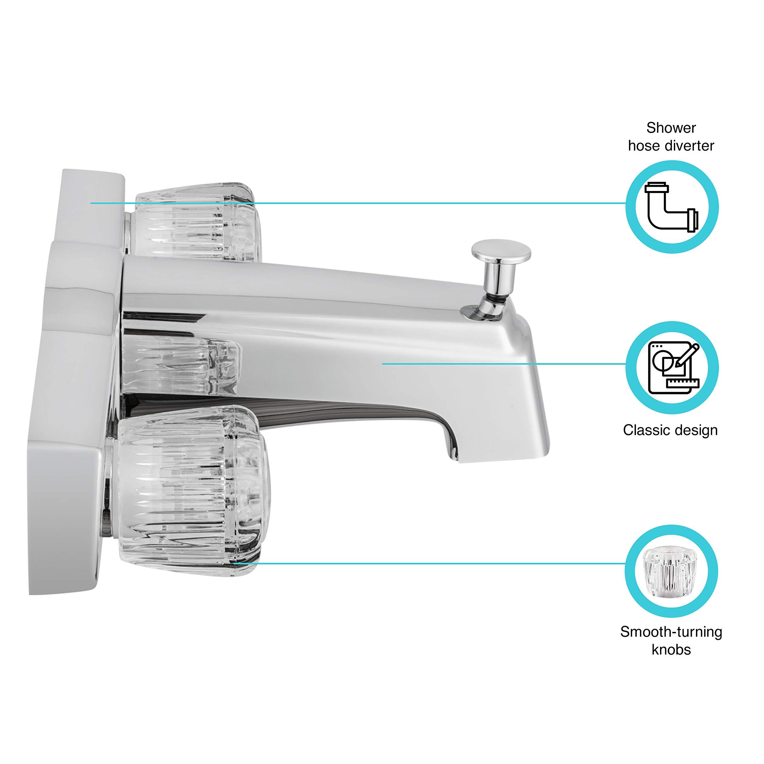 Dura Faucet Economical Classic Tub and Shower Faucet with Diverter (Chrome Polished) - Image 3