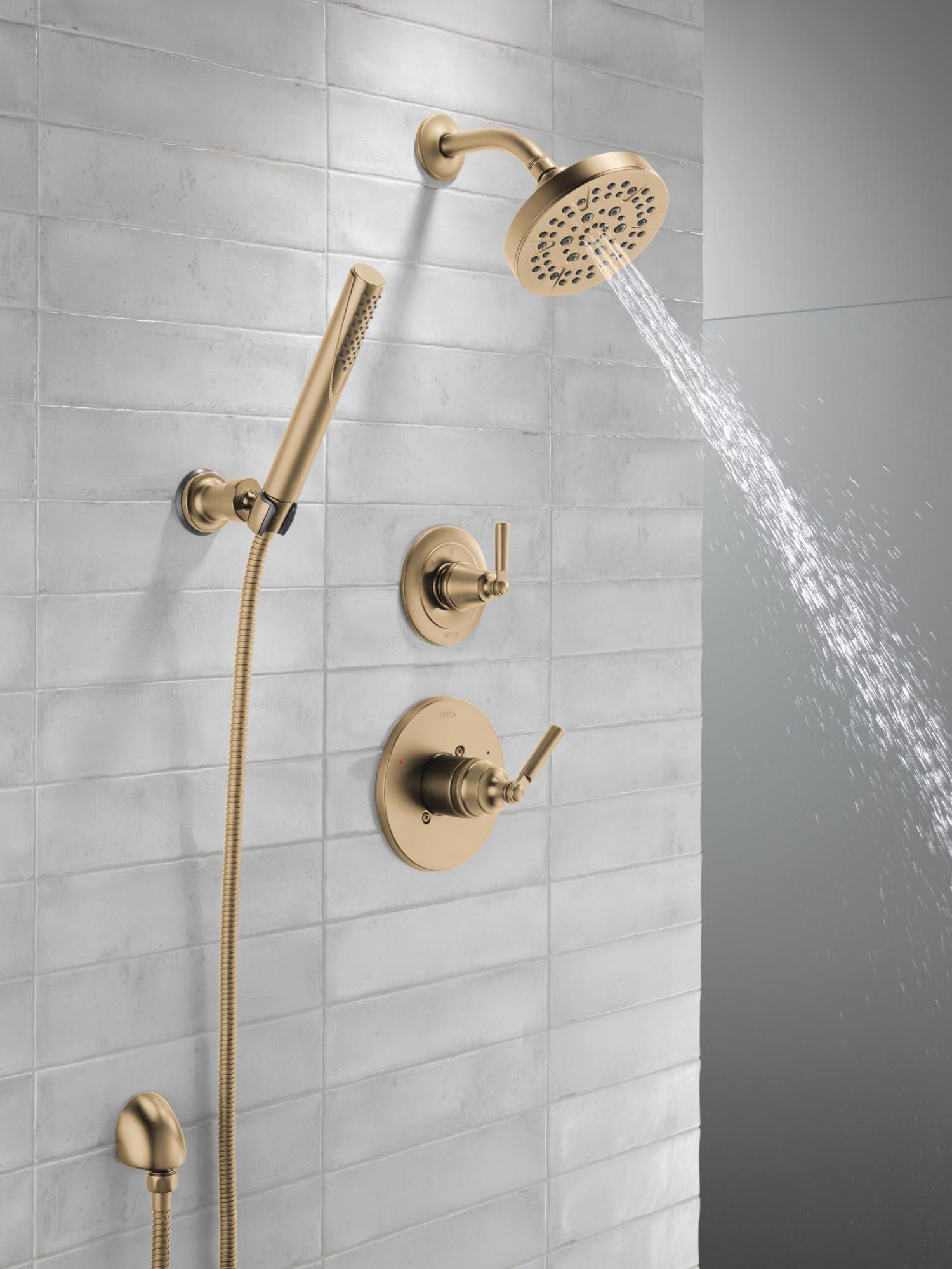 Delta Faucet Saylor 14 Series Gold Shower Valve Trim Kit, Delta Shower System, Shower Faucet Set, Gold Shower Fixture, Shower Head and Handle Set, Champagne Bronze T14235-CZ (Valve Not Included) - Image 7