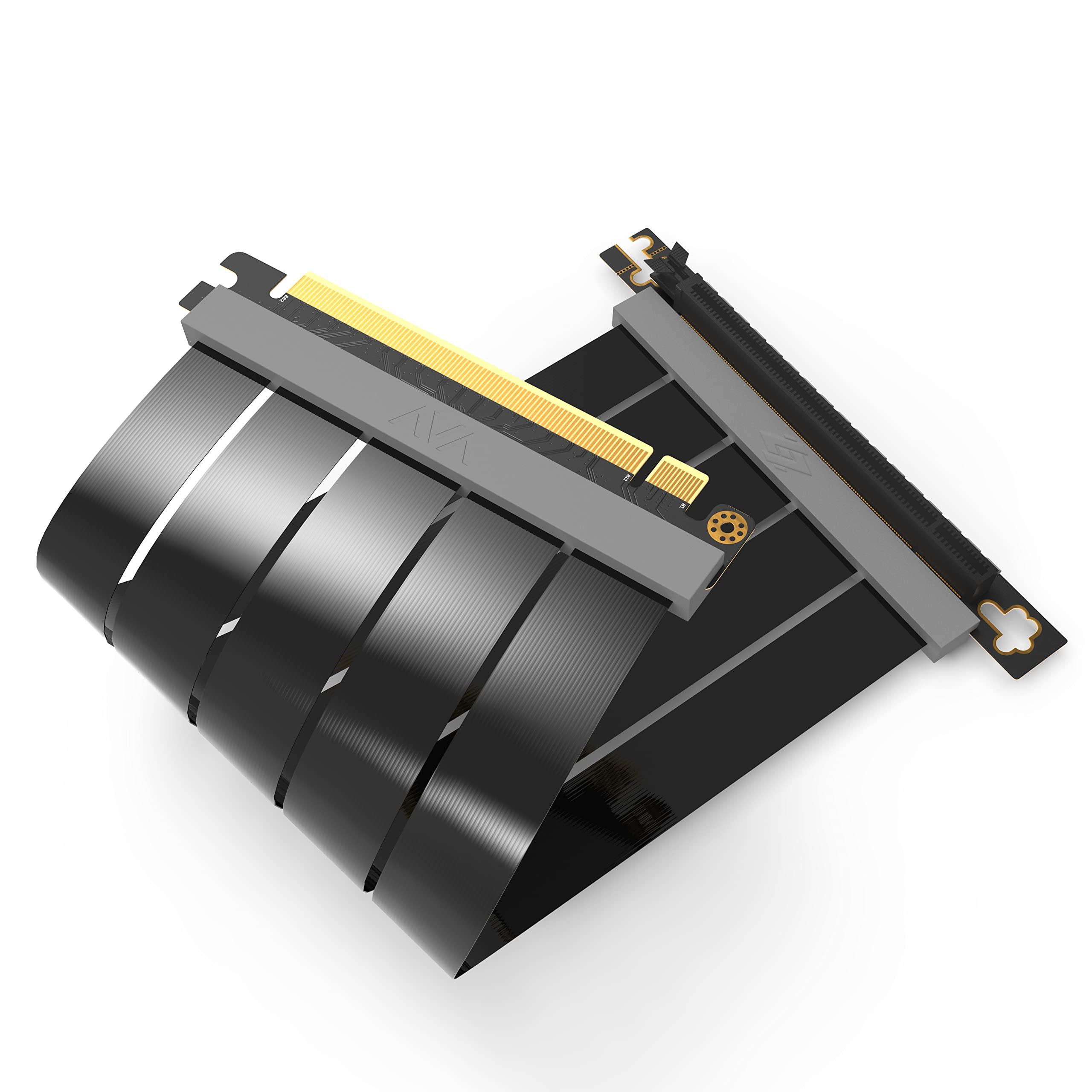 LINKUP – AVA PCIe 4.0 Gen 4 x16 Riser Cable – RTX 4090 RX7900 Ready – Boost Your Gaming Performance – 90 Degree Black (15cm)