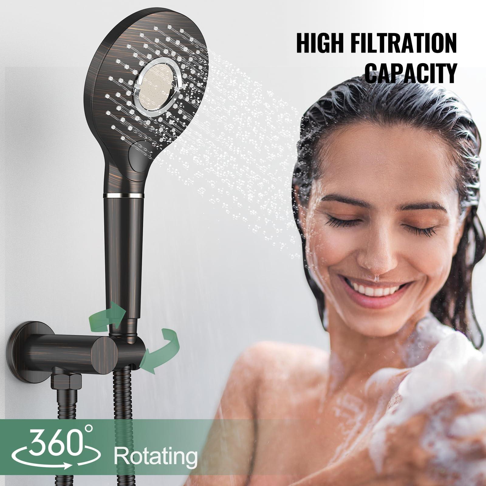 SunCleanse Shower System - 8 Inch Dual Filtered Rainfall Shower Head Combo - High Pressure 3 Spray Mode Showerhead-Included Rough in Valve and Trim Kit - Oil Rubbed Bronze - Image 7