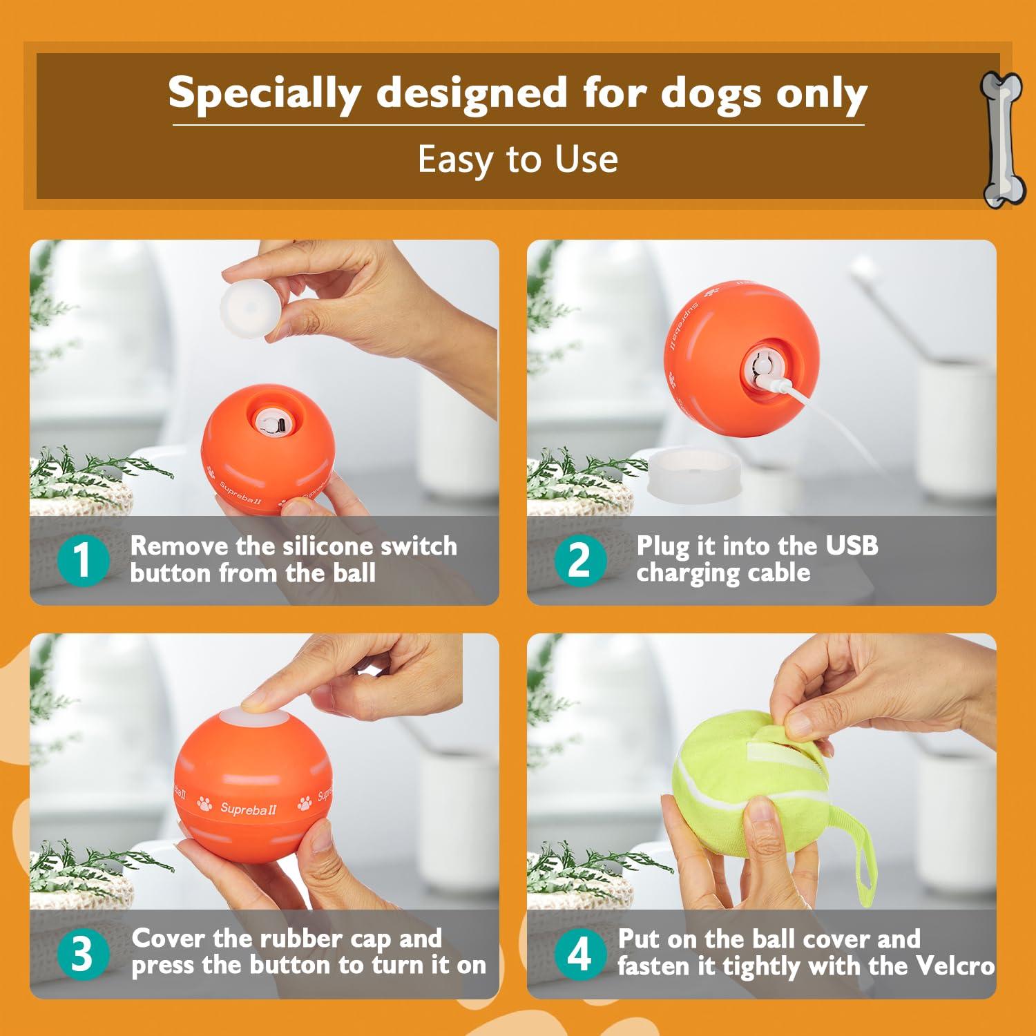 PetDroid Interactive Dog Toys Dog Ball,[2025 Newly Upgraded] Durable Motion Activated Automatic Rolling Ball Toys for/Small/Medium/Large Dogs,USB Rechargeable (Orange) - Image 6