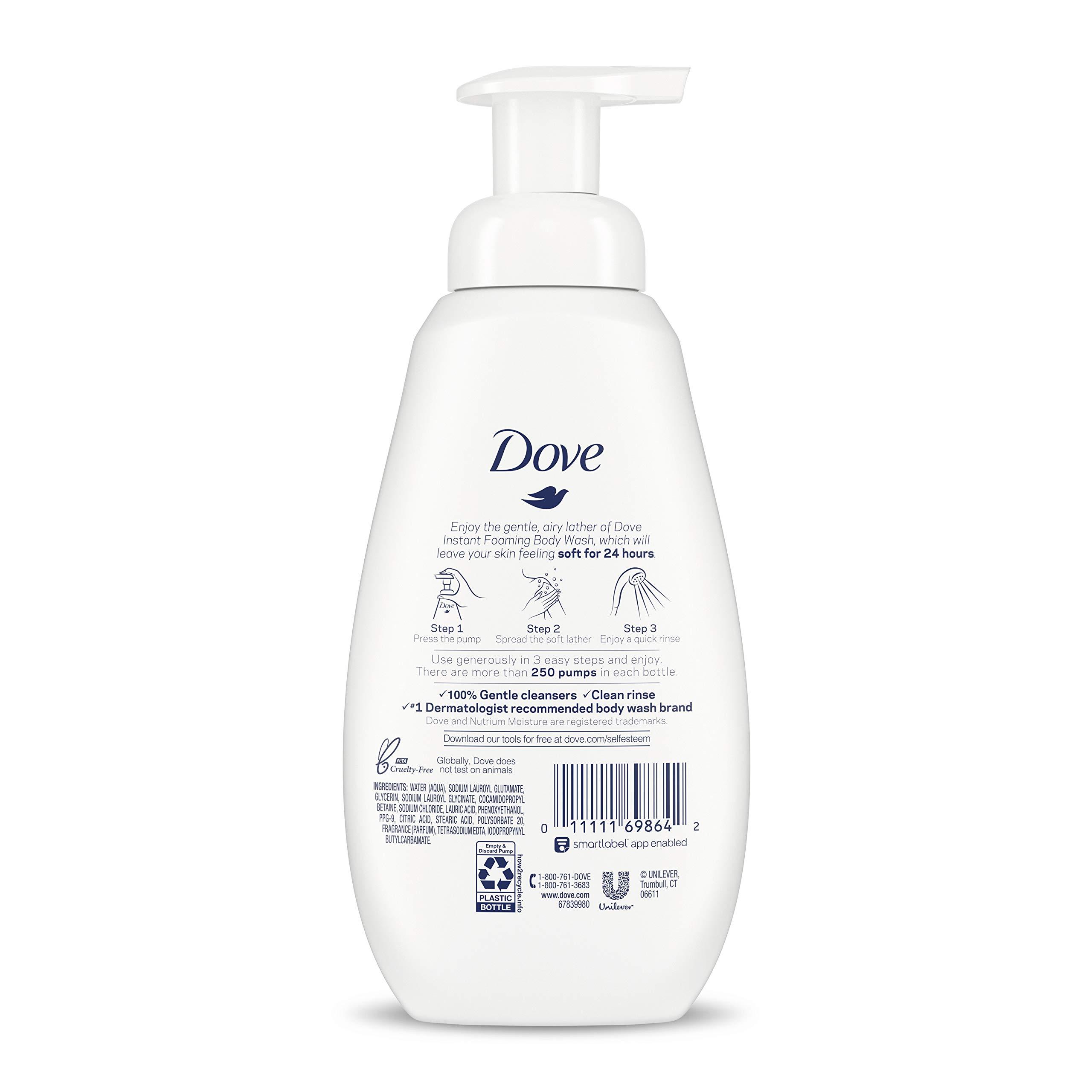Dove Instant Foaming Body Wash 4 Count for Softer and Smoother Skin Sensitive Skin Effectively Washes Away Bacteria While Nourishing Your Skin 13.5 oz - Image 2