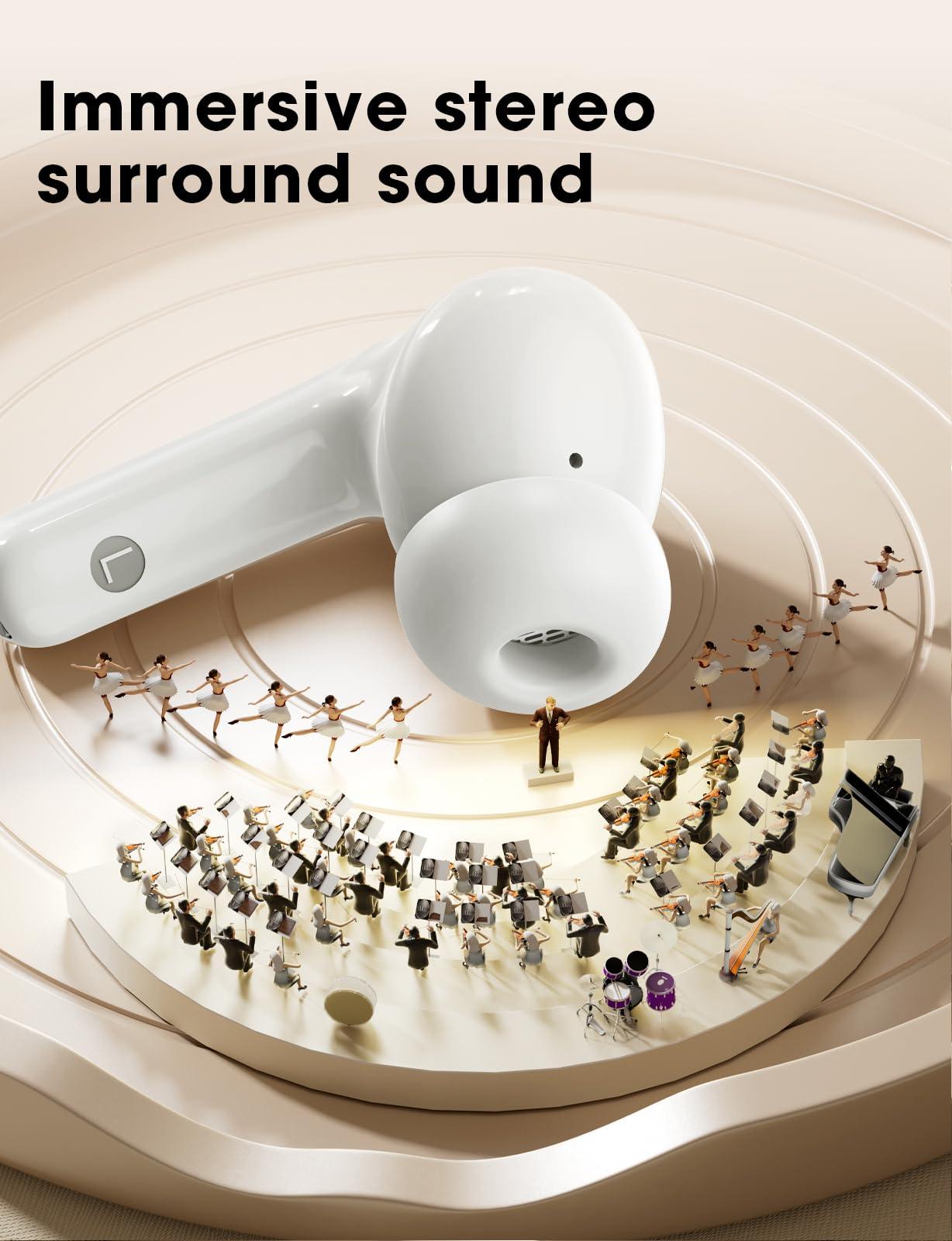 ZZU Wireless Earbuds, 2025 Ear Buds with Big Bass Stereo Sound, Lightweight Bluetooth Earbuds with 48 Hours Playtime, in-Ear Fit Earphones, IPX7, Hands-Free Calls with AI for iPhone, Android, Pad - Image 2