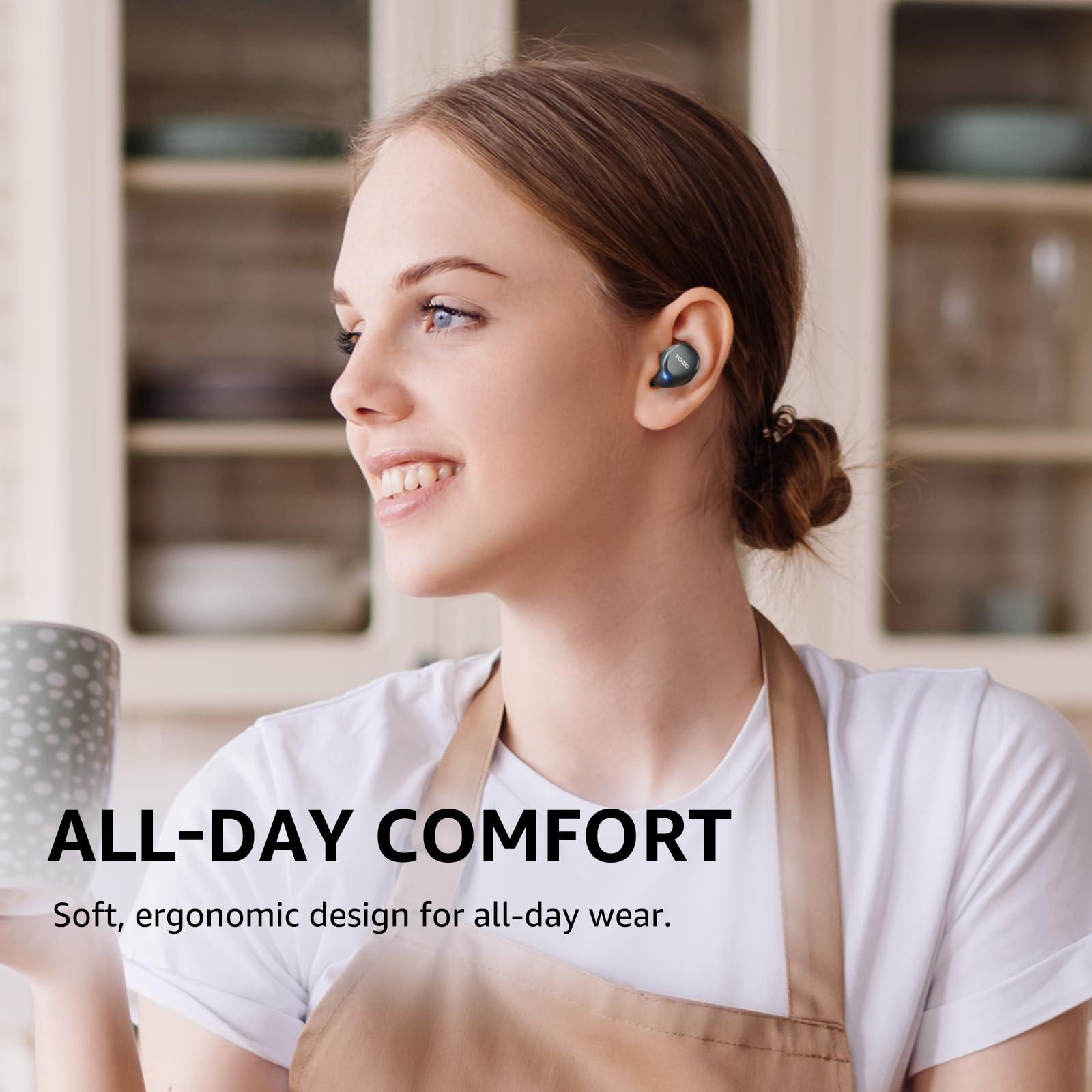 TOZO A1 Wireless Earbuds Bluetooth 5.3 Light Weight in Ear IPX5 Waterproof Headphones 2 Mic for AI Calls, Immersive Premium Sound Bass Headset with Charging Case, 32 Presets EQ Customization via App - Image 4