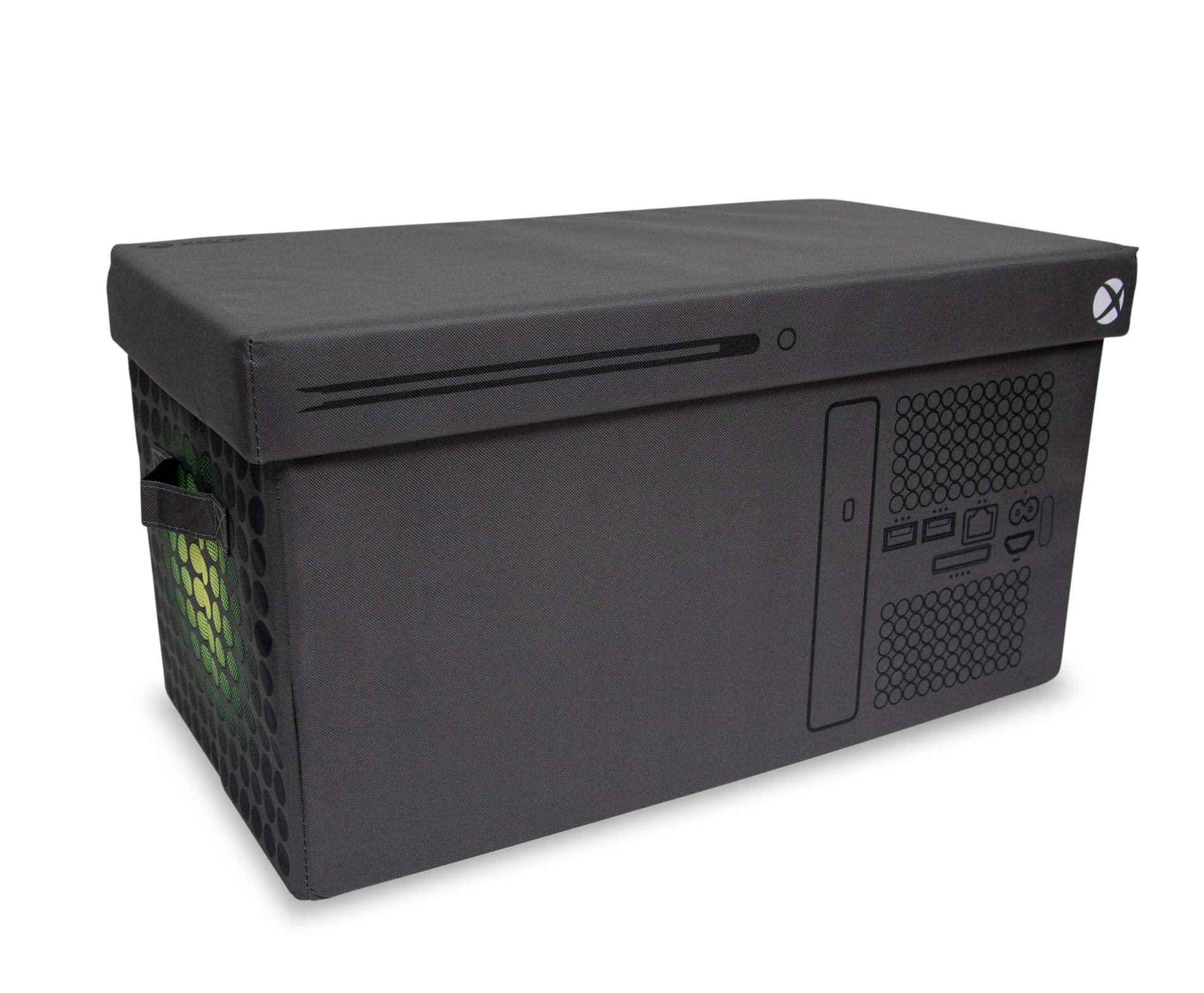 Ukonic Xbox Series X Logo Collapsible Storage Bin Chest with Lid | Fabric Basket Container with Handles, Cubby Cube Closet Organizer | Video Game Gifts And Collectibles | 24 x 12 Inches