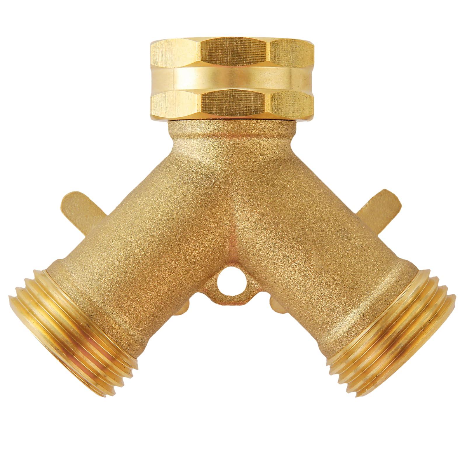 Garden Hose Splitter 2 Way Heavy Duty, Outdoor Faucet Splitter 2 Way, Solid Brass Spigot Splitter Hose Y Splitter with Shutoff Valve - Image 6