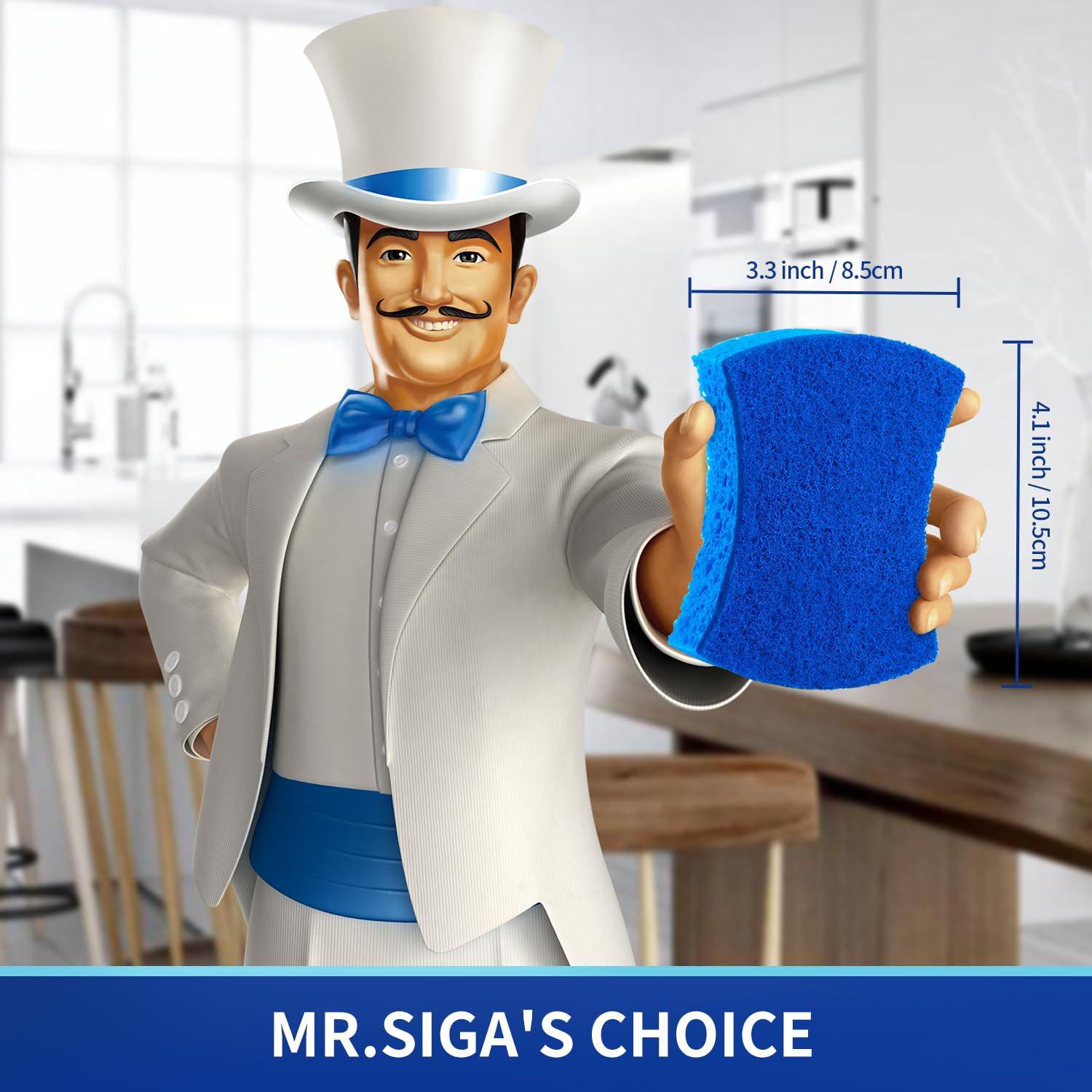 MR.SIGA Non-Scratch Cellulose Scrub Sponge, Dual-Sided Dishwashing Sponge for Kitchen, 12 Pack - Image 2