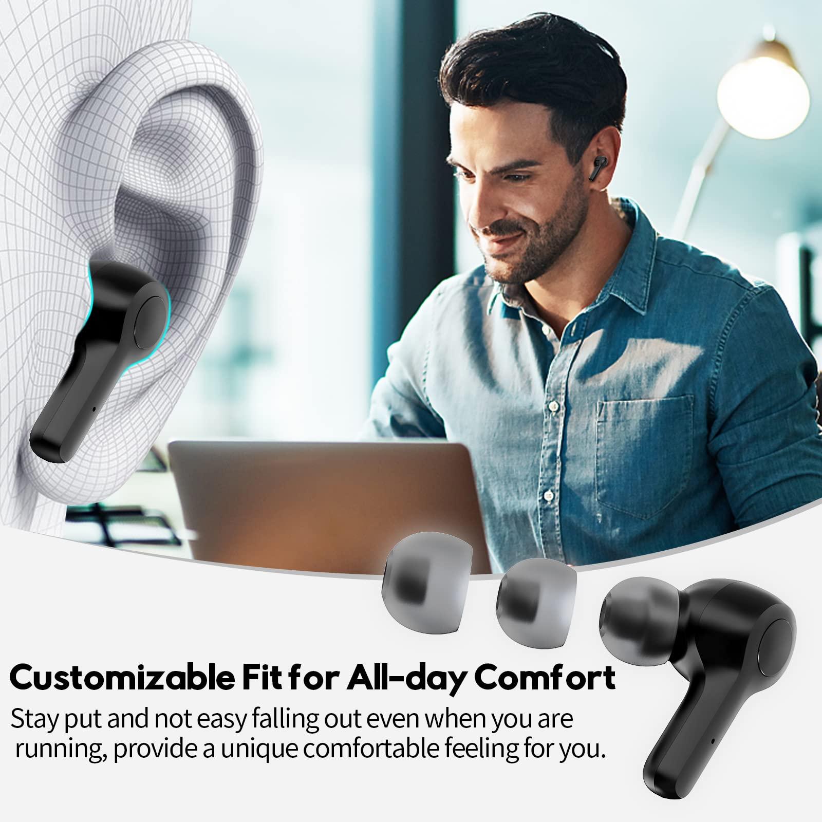 MOZOTER Bluetooth 5.3 Wireless Earbuds,Deep Bass Loud Sound Clear Call Noise Cancelling with 4 Microphones in-Ear Headphones with Wireless Charging Case Compatible for iPhone Android,Workout - Image 6