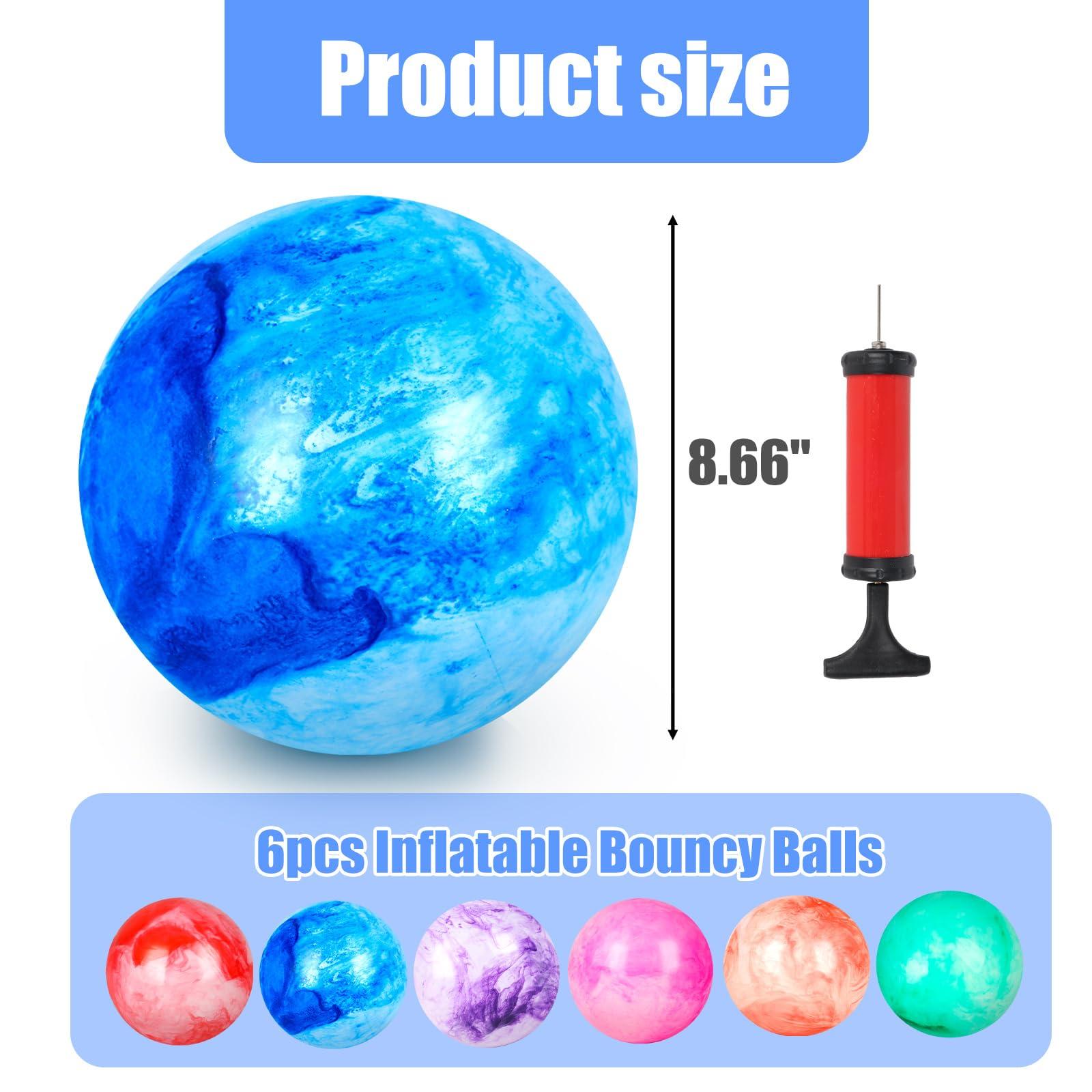 FUTUREPLUSX 6PCS Inflatable Playground Balls, 8.7 Inches Kickball Dodge Ball with Pump, for Kids Indoor and Outdoor Play, Party Favors - Image 2