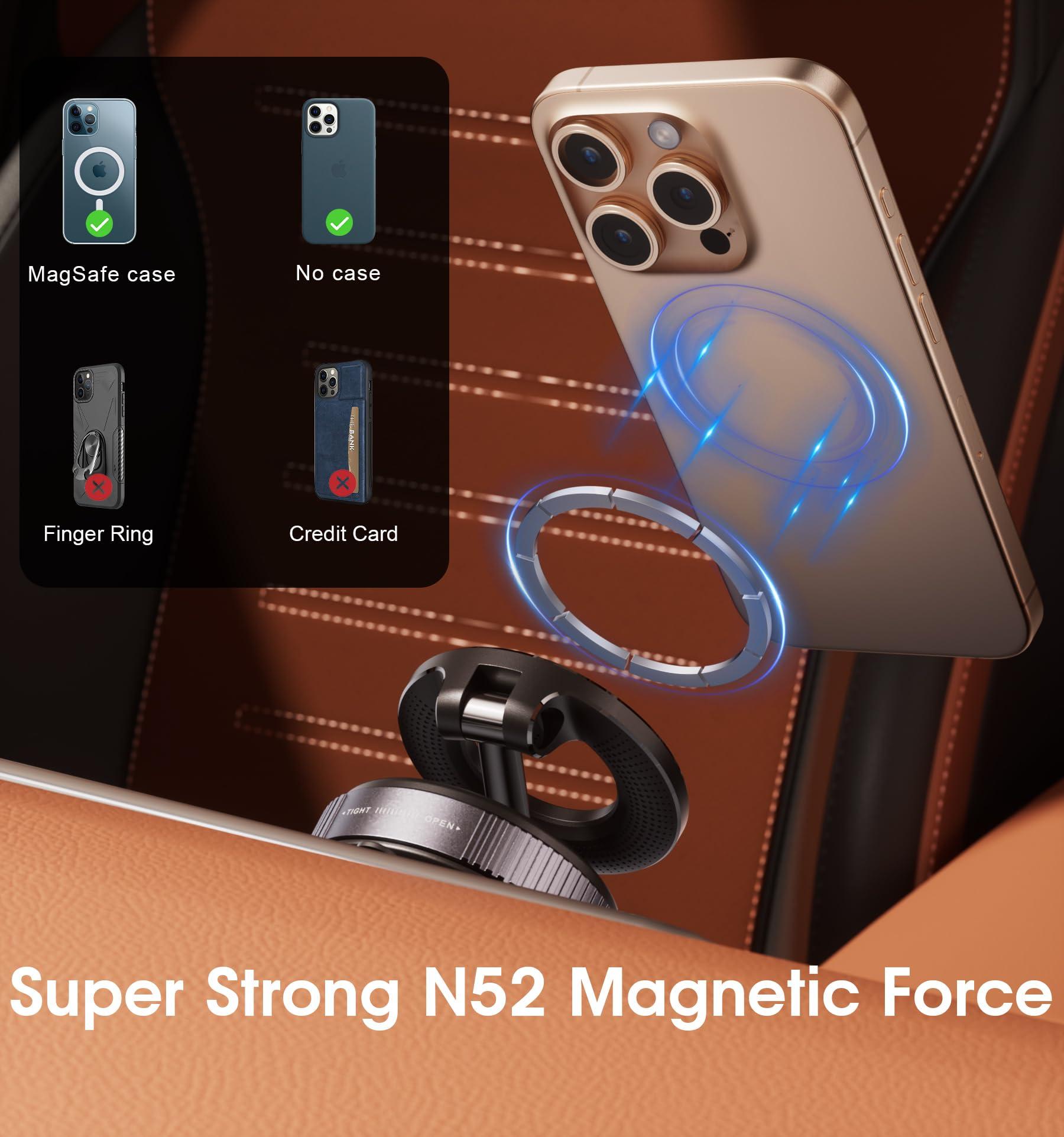 REOKILY 2026 Upgraded Vacuum Magnetic Car Phone Holder 360° Reinforced 96LBS Ultra Suction Cup Phone Mount for MagSafe Cell Phone Holders for Your Car/Gym/Mirror Mount for iPhone & Android - Image 5