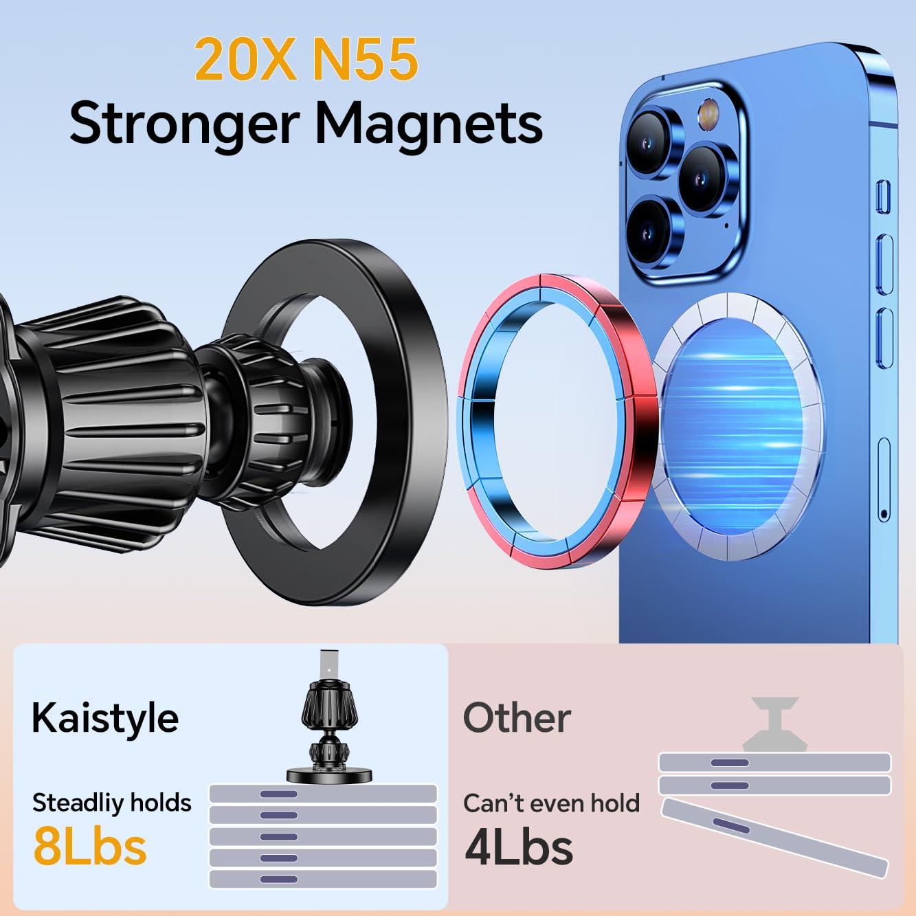 Kaistyle for Magsafe Car Mount【20 Strong Magnets】Magnetic Phone Holder for Car Phone Holder Mount Dash【360°】Cell Phone Holders for Your Car Accessories for Women Men iPhone 16 Pro Max 15 14 13 12 Plus - Image 4