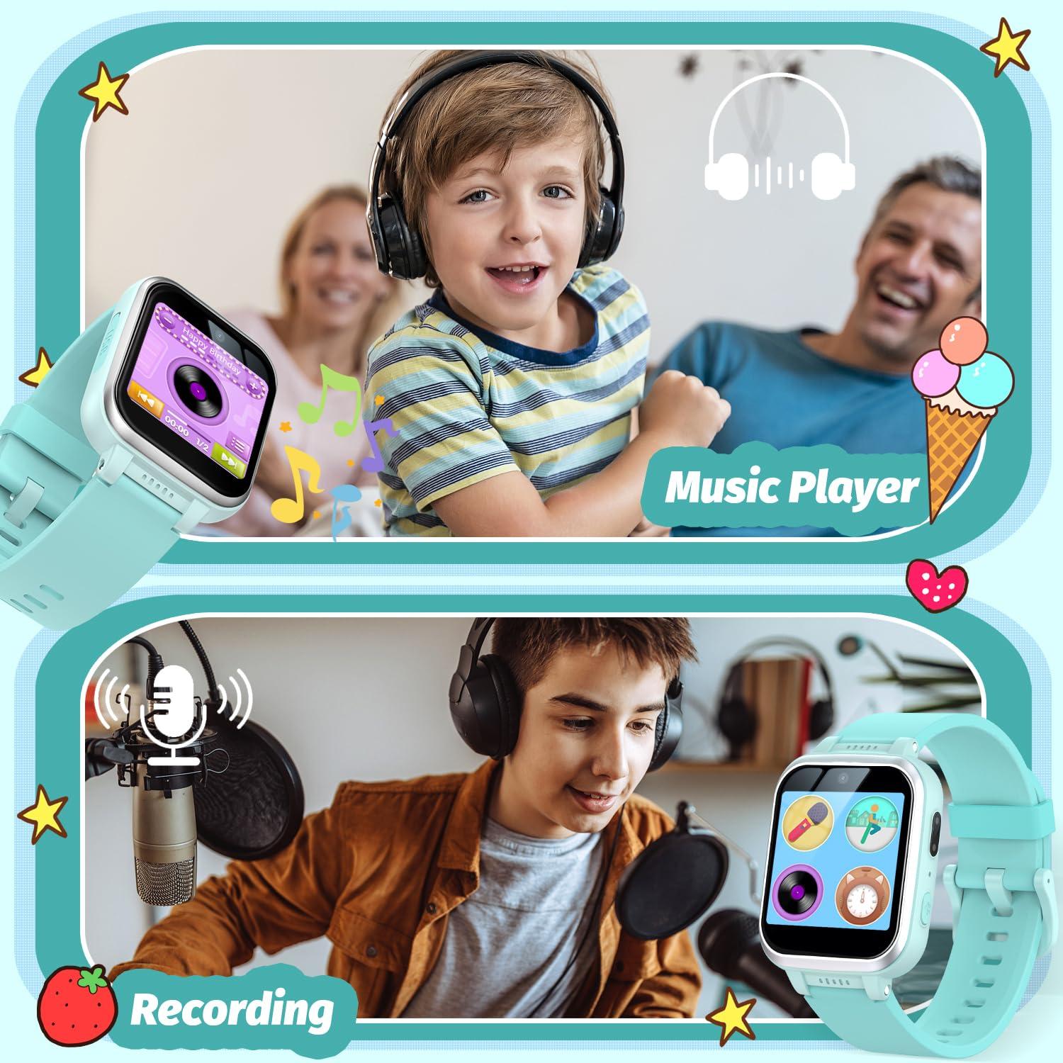 meoonley Kids Smart Watch with Puzzle Games HD Touch Screen Camera Video Music Player Pedometer Alarm Clock Flashlight Fashion Kids Smartwatch Gift for 6-13 Year Old Boys Girls Toys - Image 5