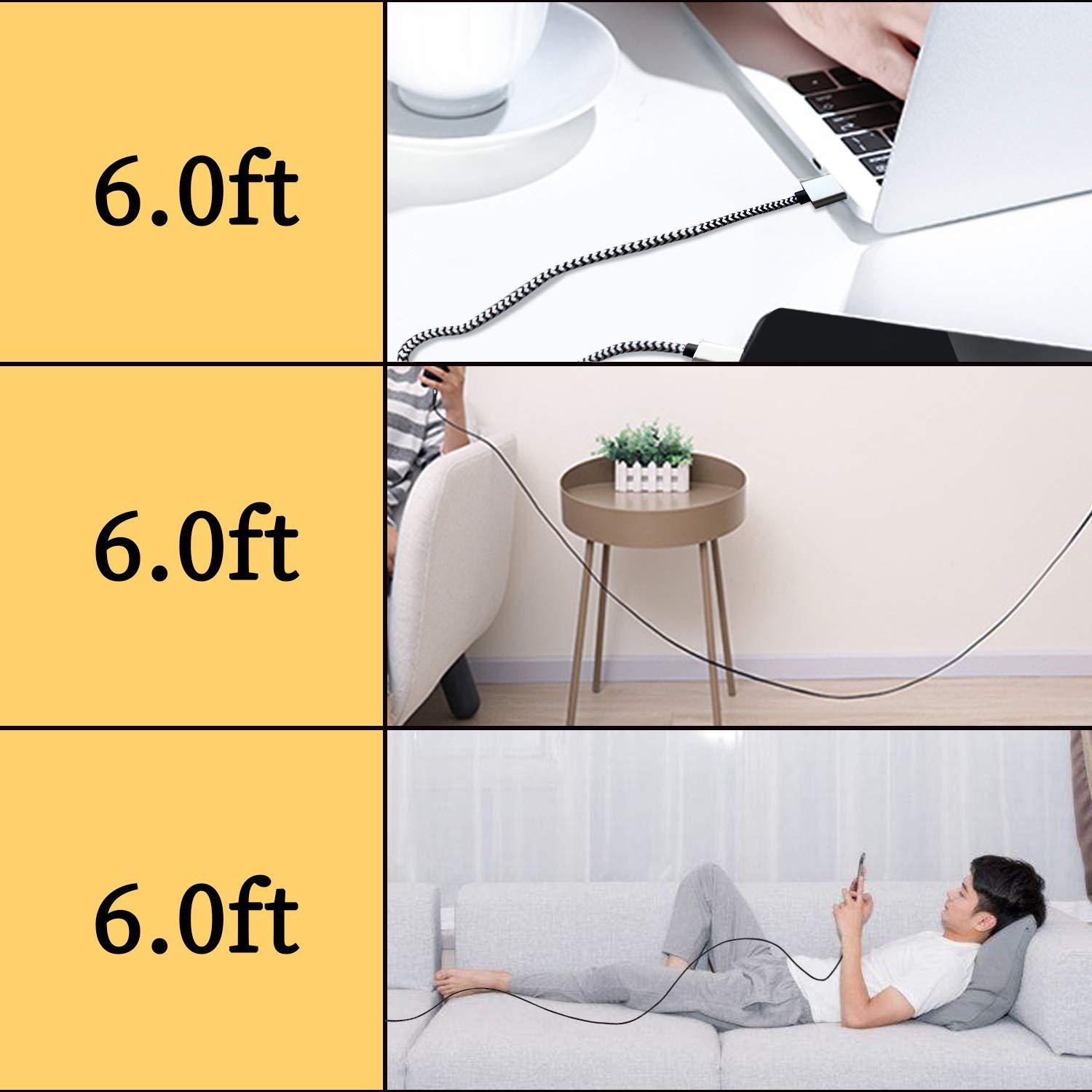 QQLIKE USB Type c Cable, 5 Pack (6FT) Nylon Braided USB C Cables 3A Fast Charging Charger for Samsung Galaxy S9/S8 Note8/9 20 10 S21 S20 S10 Plus C Cord - Image 5