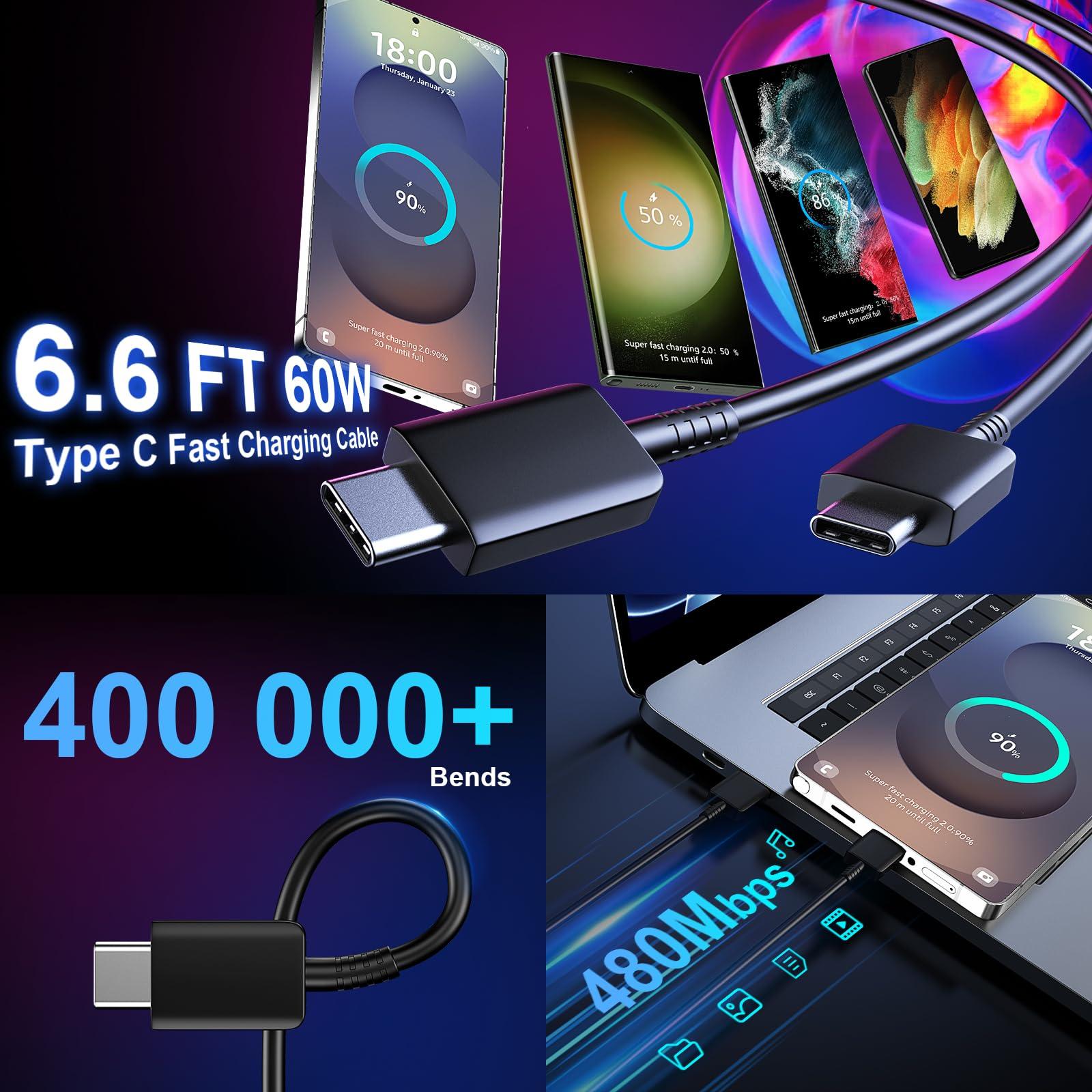 Android Charger, 25W Super Fast Charger USB C Samsung Phone Charger Fast Charging 6.6FT C Type Cord for Samsung Galaxy S25/S25 Ultra/S25+/S24/S24 Ultra/S24+/S23 Ultra/S23/s22/S21/S20/Note 20/10 - Image 3
