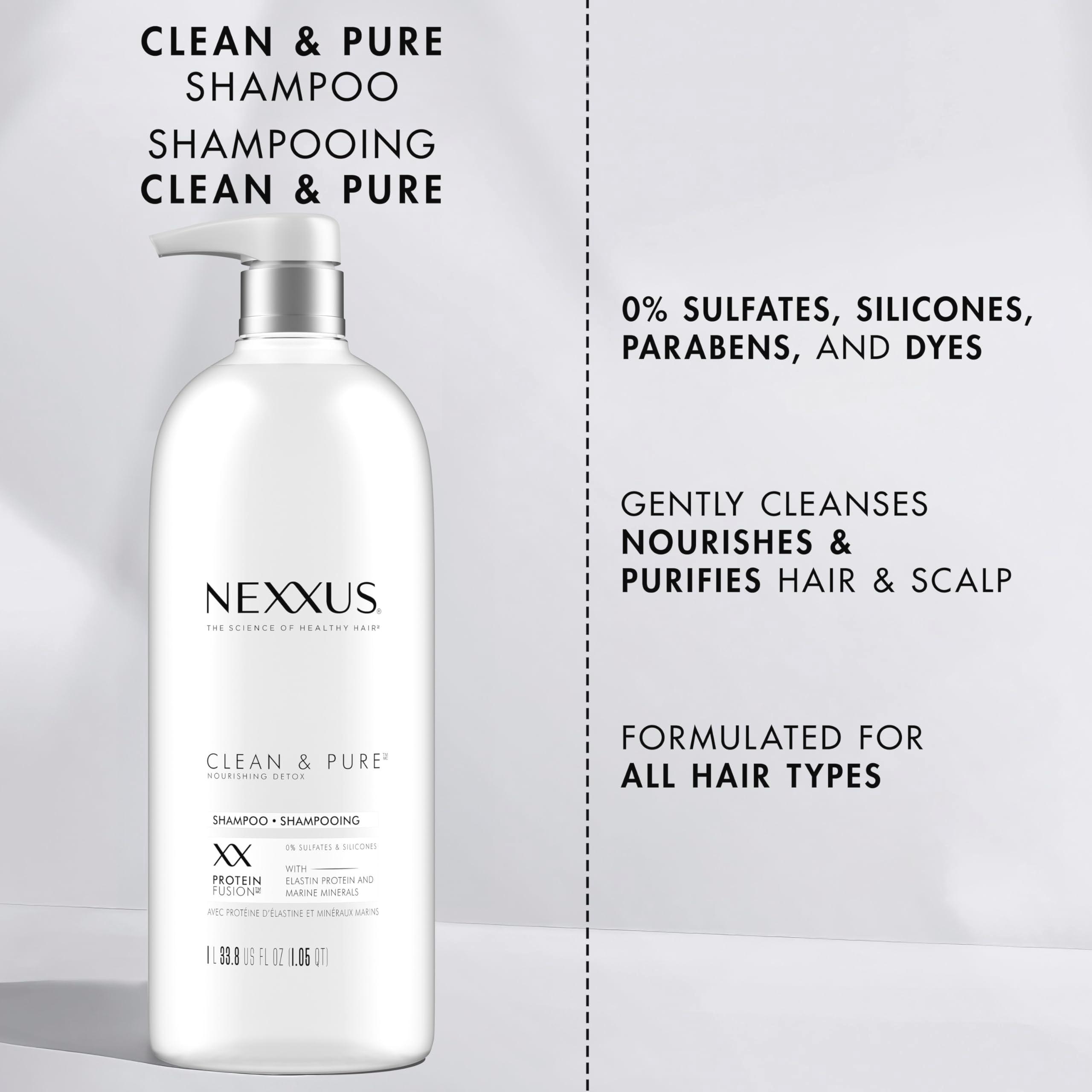 Nexxus Clean and Pure Clarifying Shampoo, With ProteinFusion, Nourished Hair Care Silicone, Dye And Paraben Free 33.8 oz - Image 4