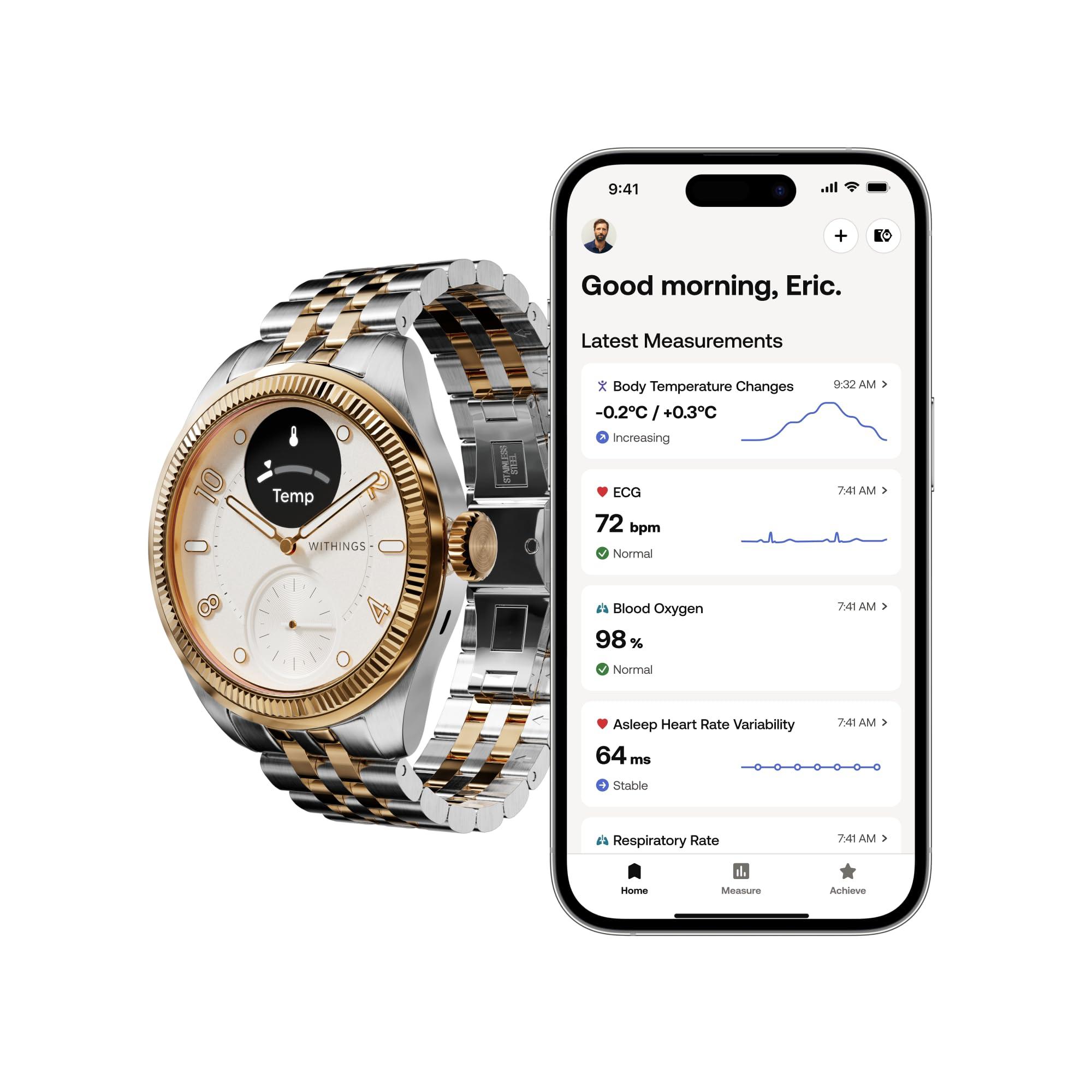 Withings Scanwatch Nova Brilliant - Health Hybrid Smart Watch for Men & Women - SPO2, Temperature Monitoring, Sleep, Respiratory Health, Cycle Monitoring, 30-Day Battery Life, Apple iOS/Android - Image 7