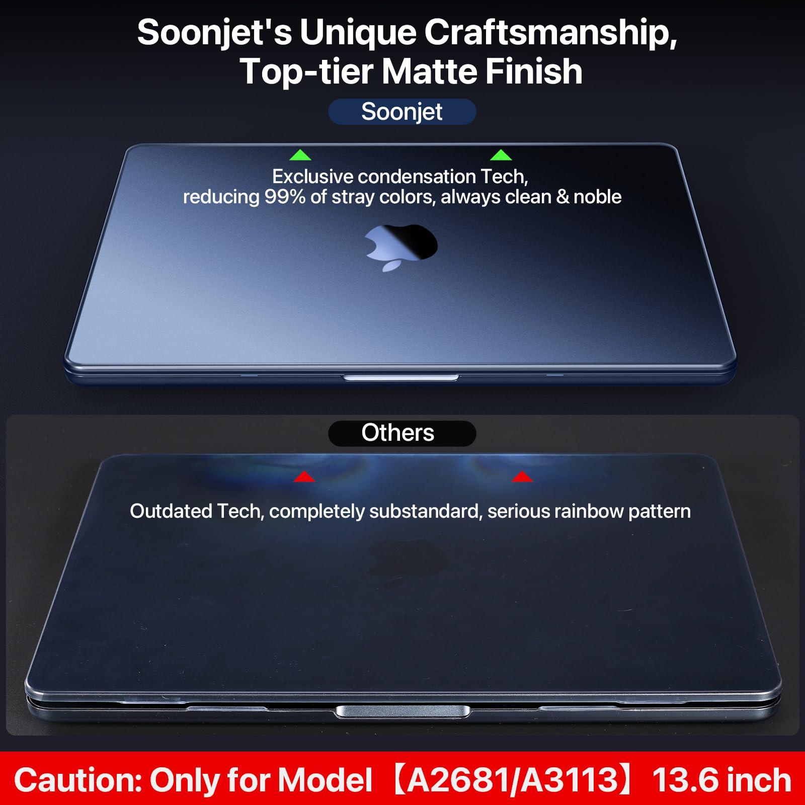 Soonjet Compatible for MacBook Air 13.6 inch Case M4 M3 M2 2025 2024-2022 Release Model A3240 A3113 A2681, Sturdy Protective Hard Shell Case Cover for MacBook Air M2 13 inch - Midnight Clear - Image 5