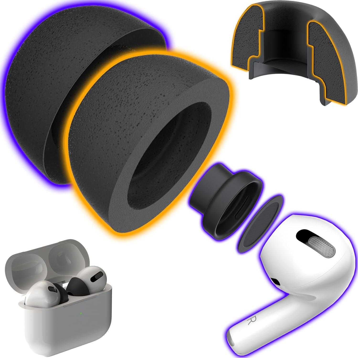 CharJenPro Patented AirFoams Pro Ultra V5.0 Memory Foam Ear Tips with Foam Shield for AirPods Pro 1st & 2nd Gen, Latest Version, Lifetime Replacement, Secure, Comfortable, Replacement Tip (SML)