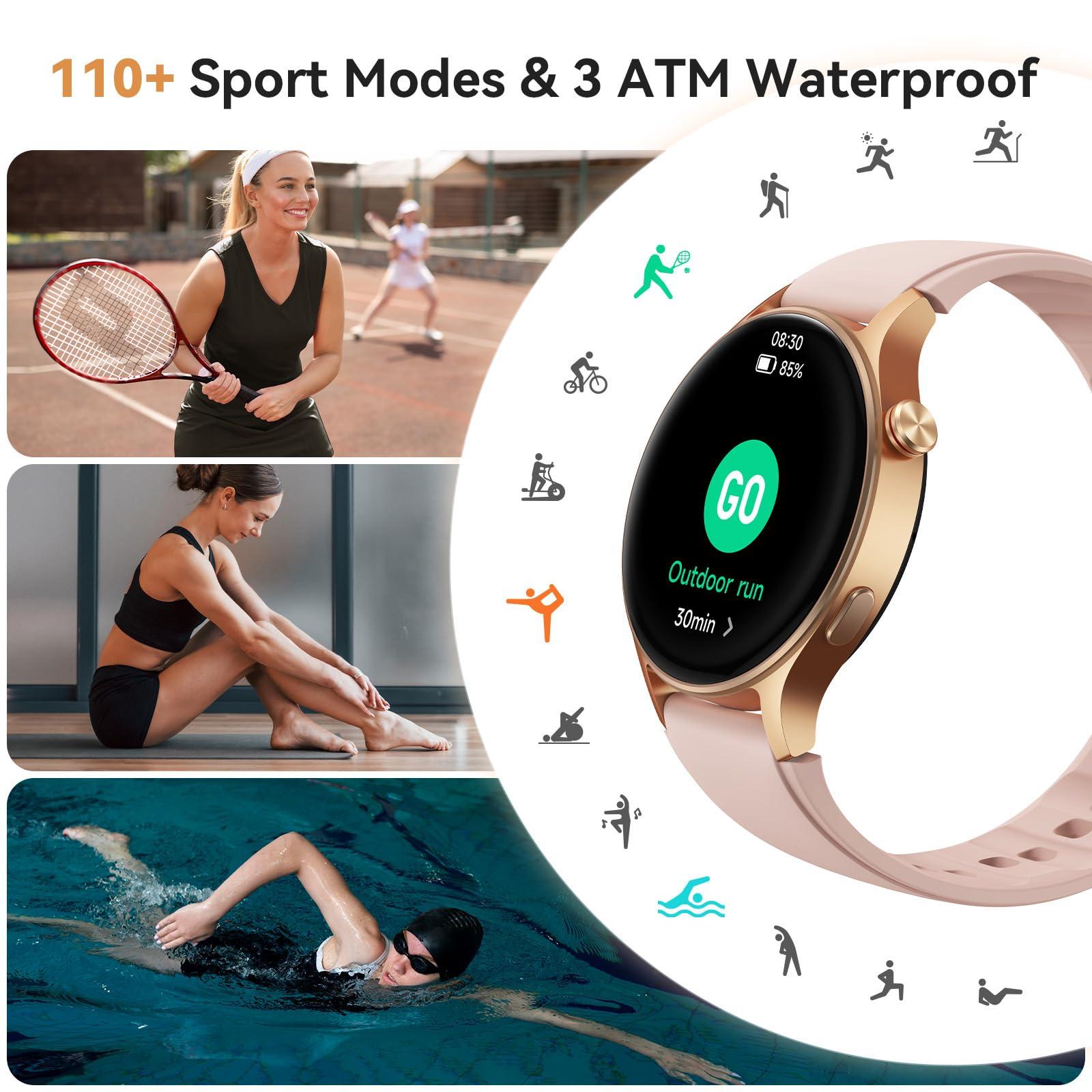 aeac Smart Watch for Women, AMOLED Ultra-Clear Screen Activity Trackers with Heart Rate/Sleep/SpO2 Monitor, Smartwatch for iPhone/Samsung/Android, 110+ Sport Modes Waterproof Fitness Reloj Inteligente - Image 5