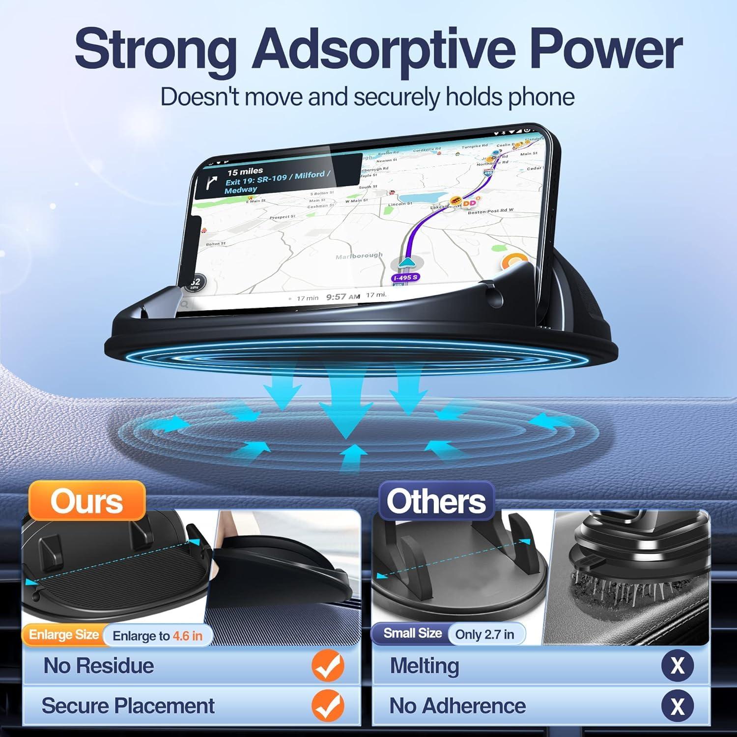 Loncaster 2 Pack Dashboard Car Phone Holder Mount, Universal Cell Phone Automobile Cradles Ultra Stable Slip Free Hands Free Car Accessories Compatible for iPhone, Most Smartphones and GPS - Image 2