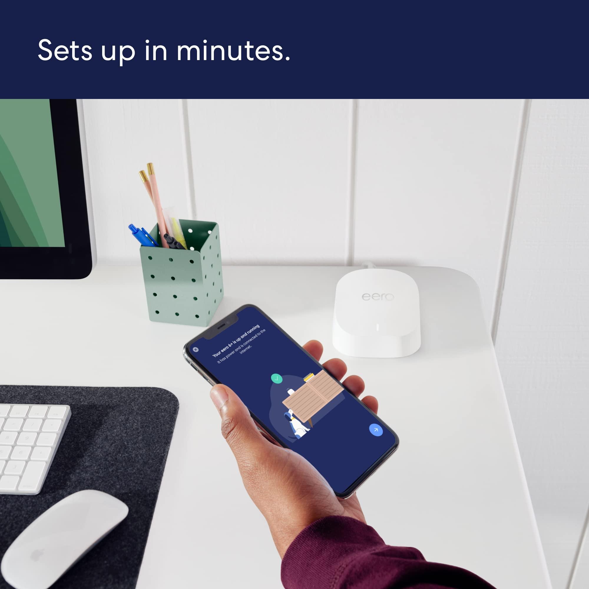 Amazon eero 6+ mesh wifi system - Supports internet plans up to a Gigabit, Coverage up to 4,500 sq. ft., Connect 75+ devices, 3-pack - Image 5