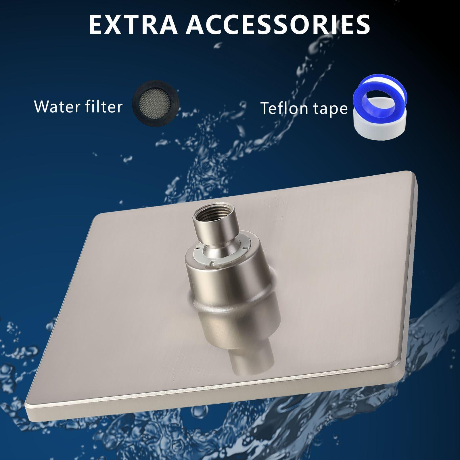 Voolan 8" Rain Shower Head - Luxury Modern Look - The Adjustable Replacement For Your Bathroom Showerhead - Square High Flow Rainfall Showers (Brushed Nickel) - Image 6