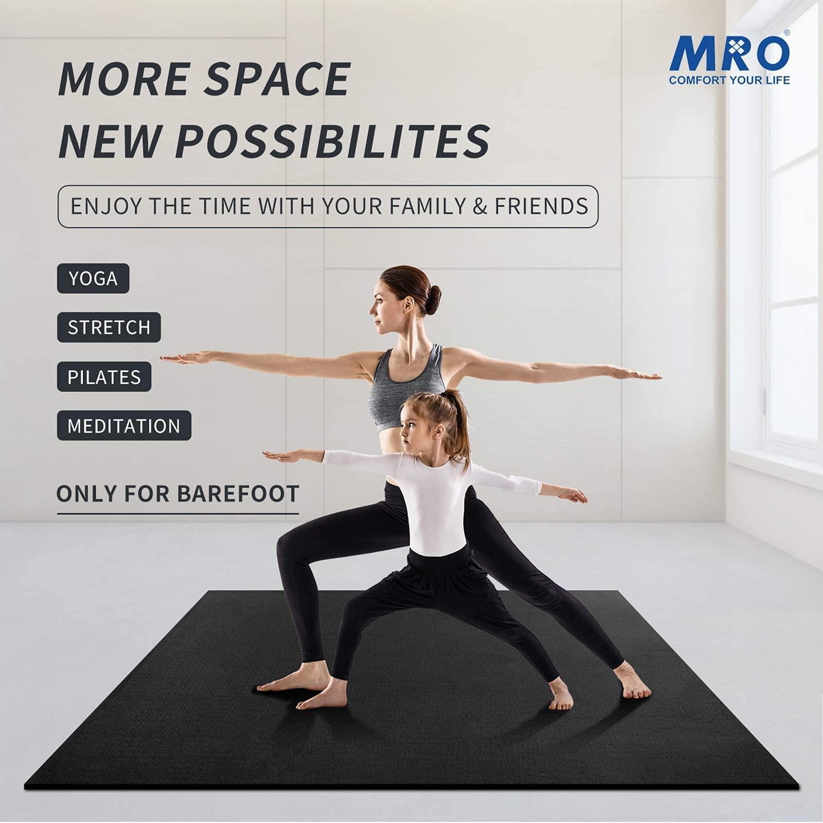 MRO Extra Large Yoga Mat, 12'x6'/9'x6'/7'x5'/6'x4' (9MM) Extra Wide and Thick Exercise Mats for Home Gym Workout, Non-Slip, Soft for Women and Men Fitness, Ideal for Barefoot Yoga, Pilates, stretching - Image 3
