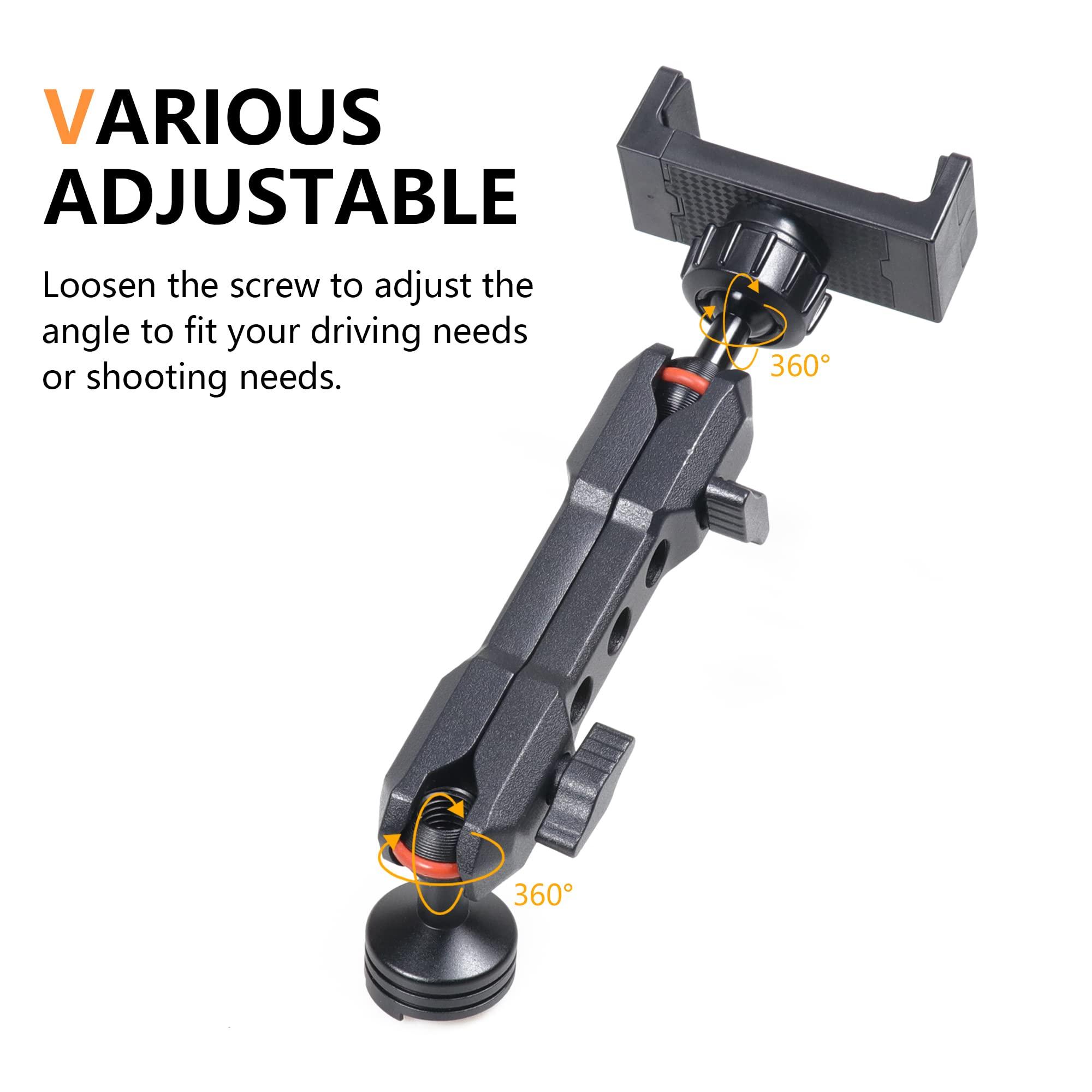 RERPRO Dash Phone Mount Holder for 2021 2022 2023 2024 2025 New Ford Bronco 2/4 Door Interior Accessories Dashboard Cell Phone Stand 360° Adjustable Aluminum Smartphone Bracket Black - Image 2