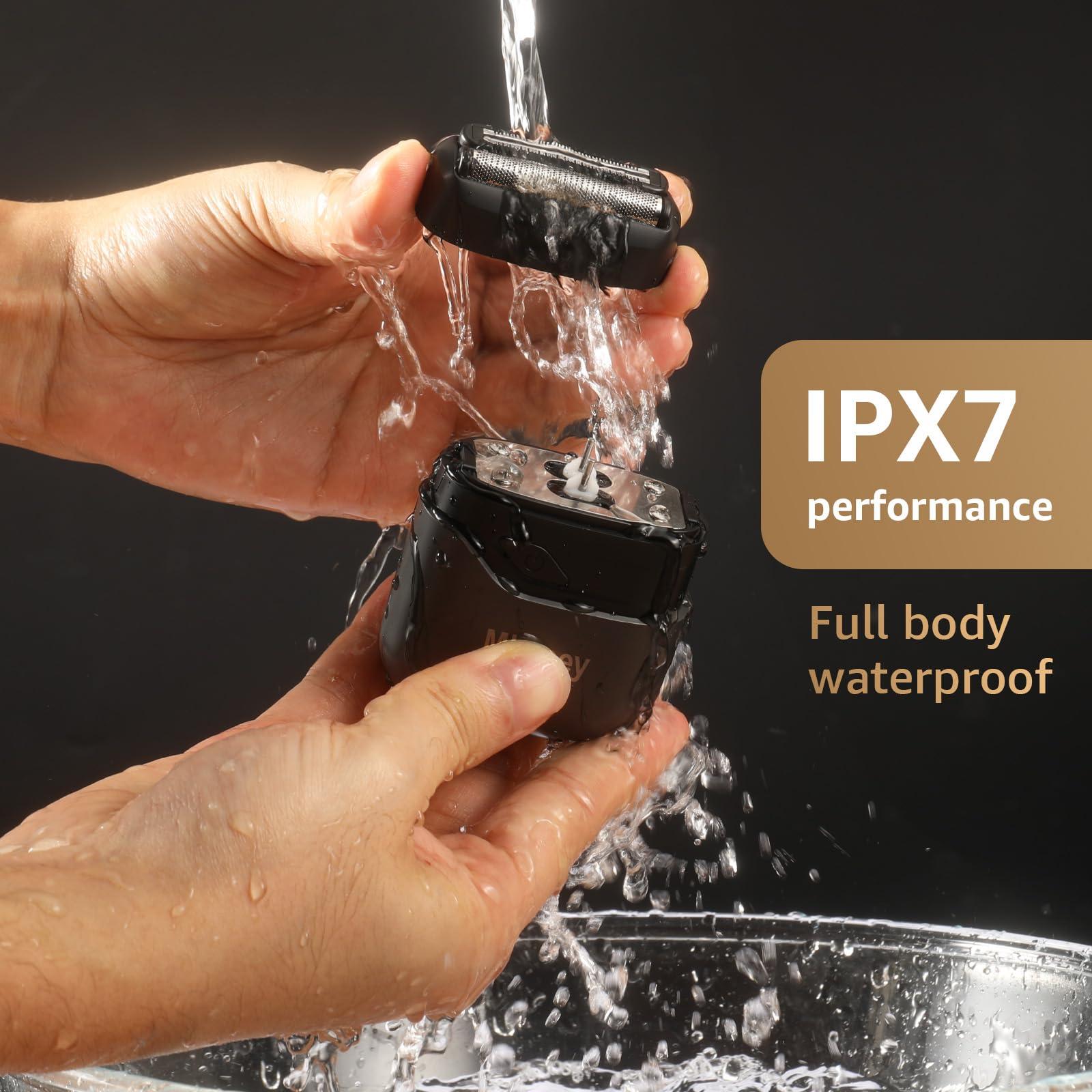 Electric Foil Shavers for Men, Mini Electric Razor, Compact Face Shaver, IPX7 Waterproof Wet Dry Cordless Razor, LED Display, USB-C Fast Rechargeable - Image 6