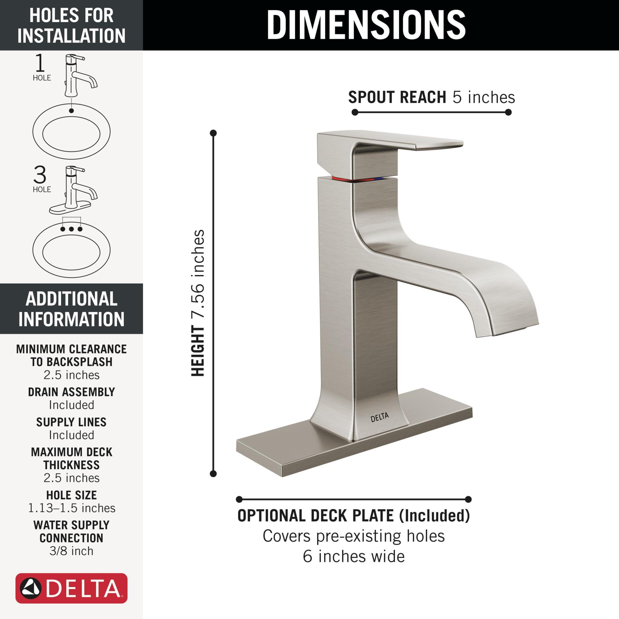 Delta Faucet Velum Curved Spout Single Hole Bathroom Faucet, Brushed Nickel Bathroom Sink Faucet, Single Handle Bathroom Faucet, Bath Faucet, Pop-Up Drain Assembly, Stainless 539-SSMPU-DST - Image 3