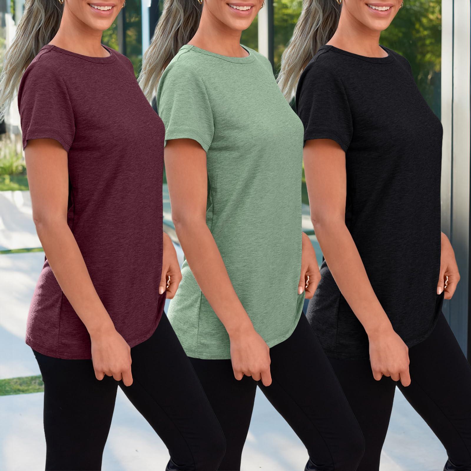 SUNBS Womens 3 Pack T-Shirts Short Sleeve Summer Tops Fashion Basic Tees Comfy Casual Vacation Outfits Workout Clothes 2025 - Image 3