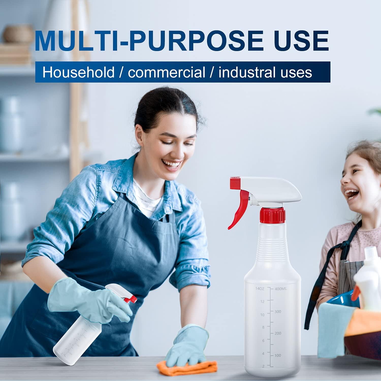 Veco Spray Bottle (5 Pack,16 Oz) with Measurements and Adjustable Nozzle(Mist & Stream Mode), HDPE Plastic Spray Bottles for Cleaning Solution, Household/Commercial/Industrial Use, No Leak and Clog - Image 3