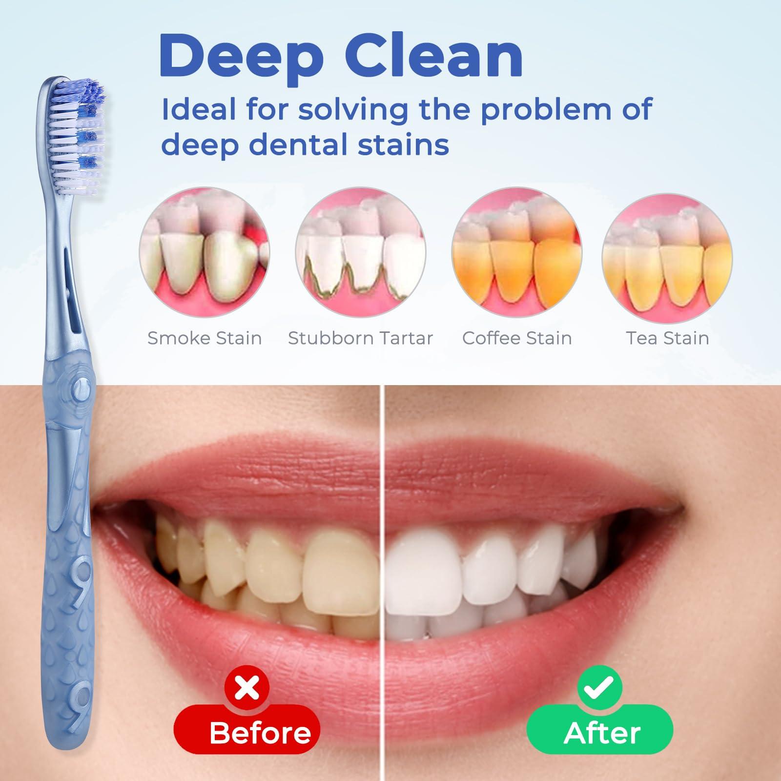 Oralphi Medium Toothbrushes for Adults, Whitening Toothbrush with Spiral Medium Bristles for Smoke Tea Coffee Stain, Deep Plaque Removal, Rounded Bristle Tips for Gentle Cleaning - Image 2