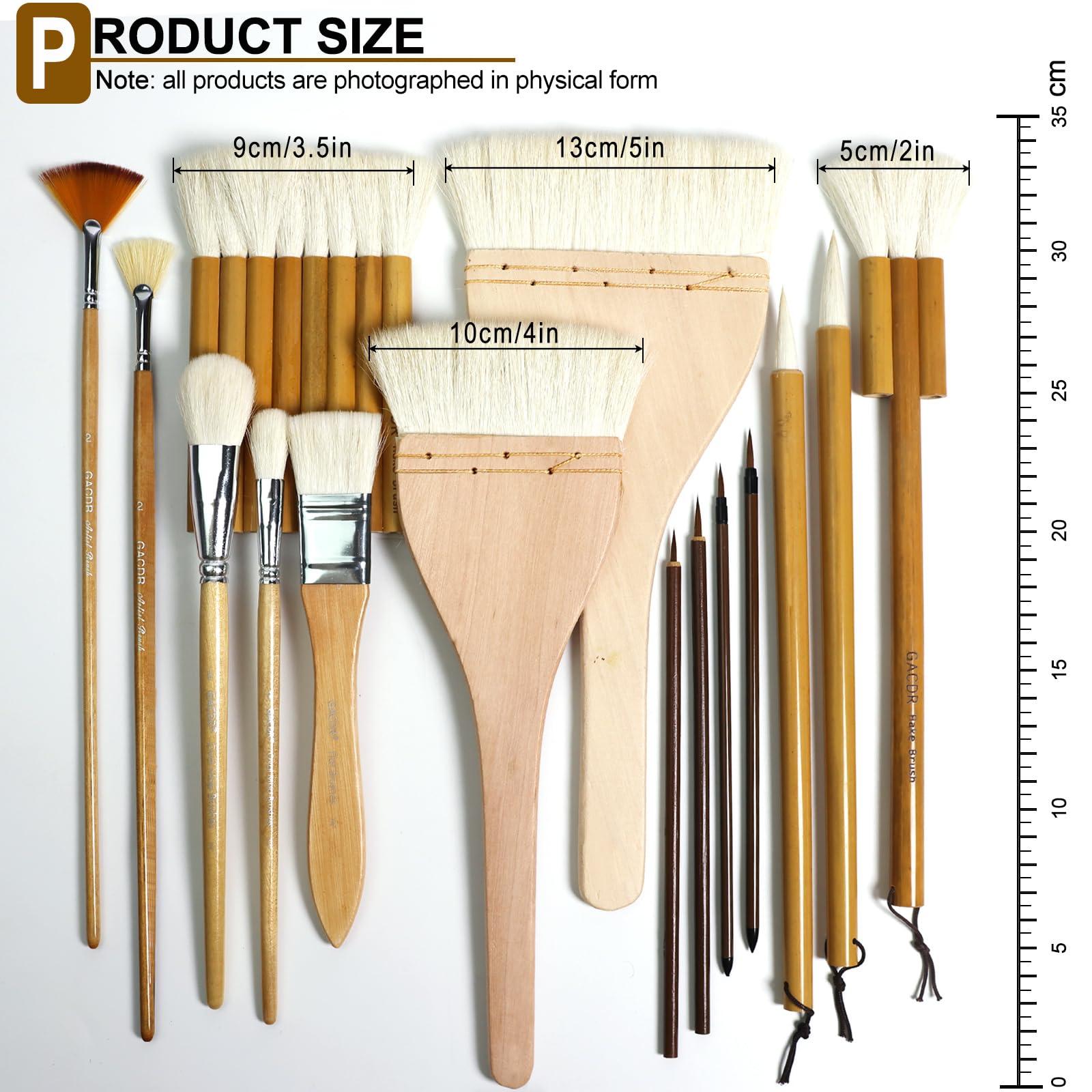 GACDR Pottery Brushes for Glazing,15 Pcs Ceramic Brushes Set with Storage Box Wool Bamboon Hake Brushes for Pottery Acrylic Watercolor - Image 2