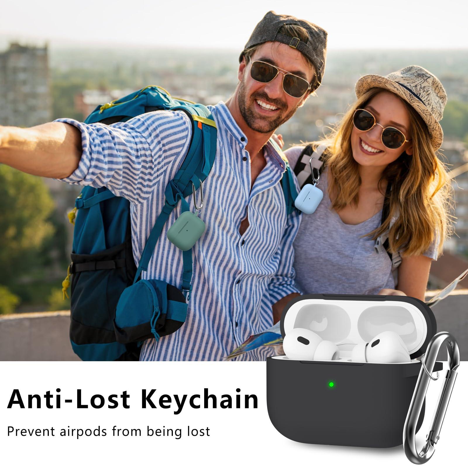 Ljusmicker for AirPods Pro Case Cover with Cleaner Kit,Soft Silicone Protective Case for Apple AirPod Pro 2nd/1st Generation Case for Women Men,AirPods Pro 2/Pro Case Accessories with Keychain-Black - Image 6