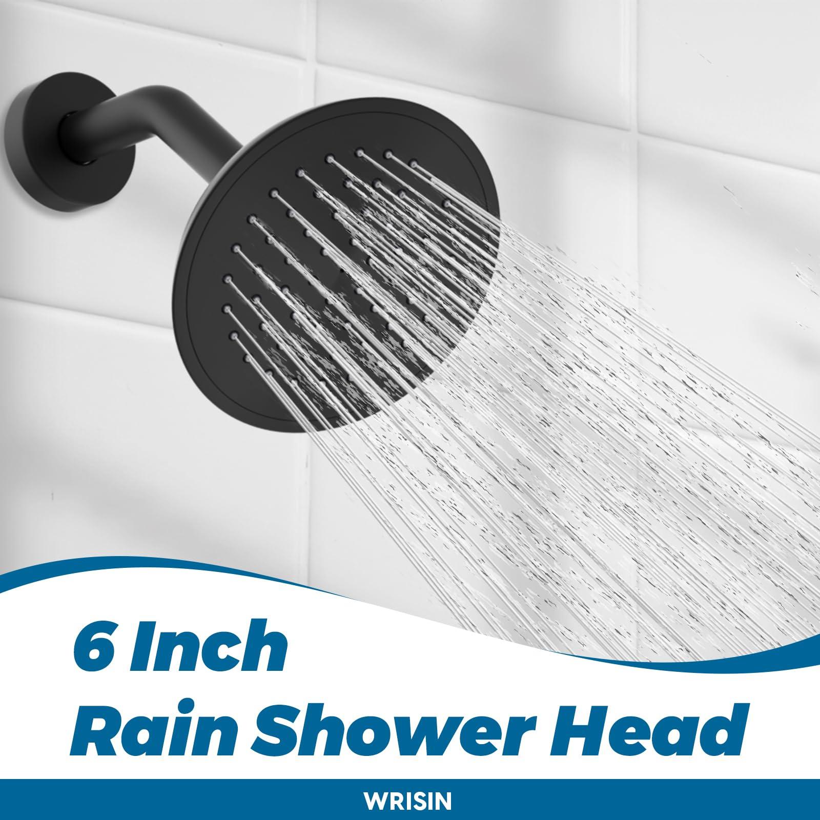 WRISIN Black Shower Faucet Set with Tub Spout, Black Shower Head and Handle Set, Bathtub Faucet Set with 6 Inch High-Pressure Rain Showerhead - Image 3