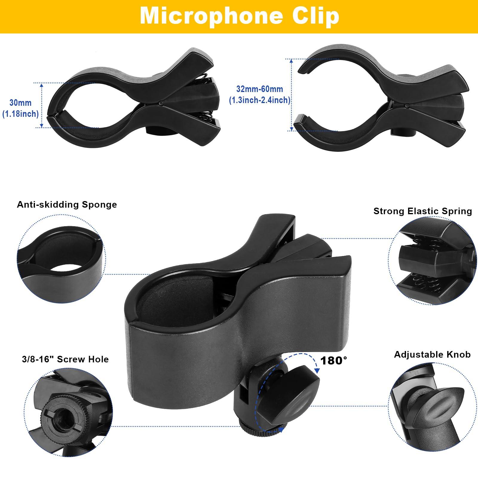 Mippko Gooseneck Microphone Stand,19.69" Flexible Adjustable Arm Super Crab Clamp Mic Clip 3/8"-16 to 5/8"-27 Adapter Mount,Compatible with Shure/Fifine / AT2020 / Pyle/Blue Snowball/Razer - Image 8