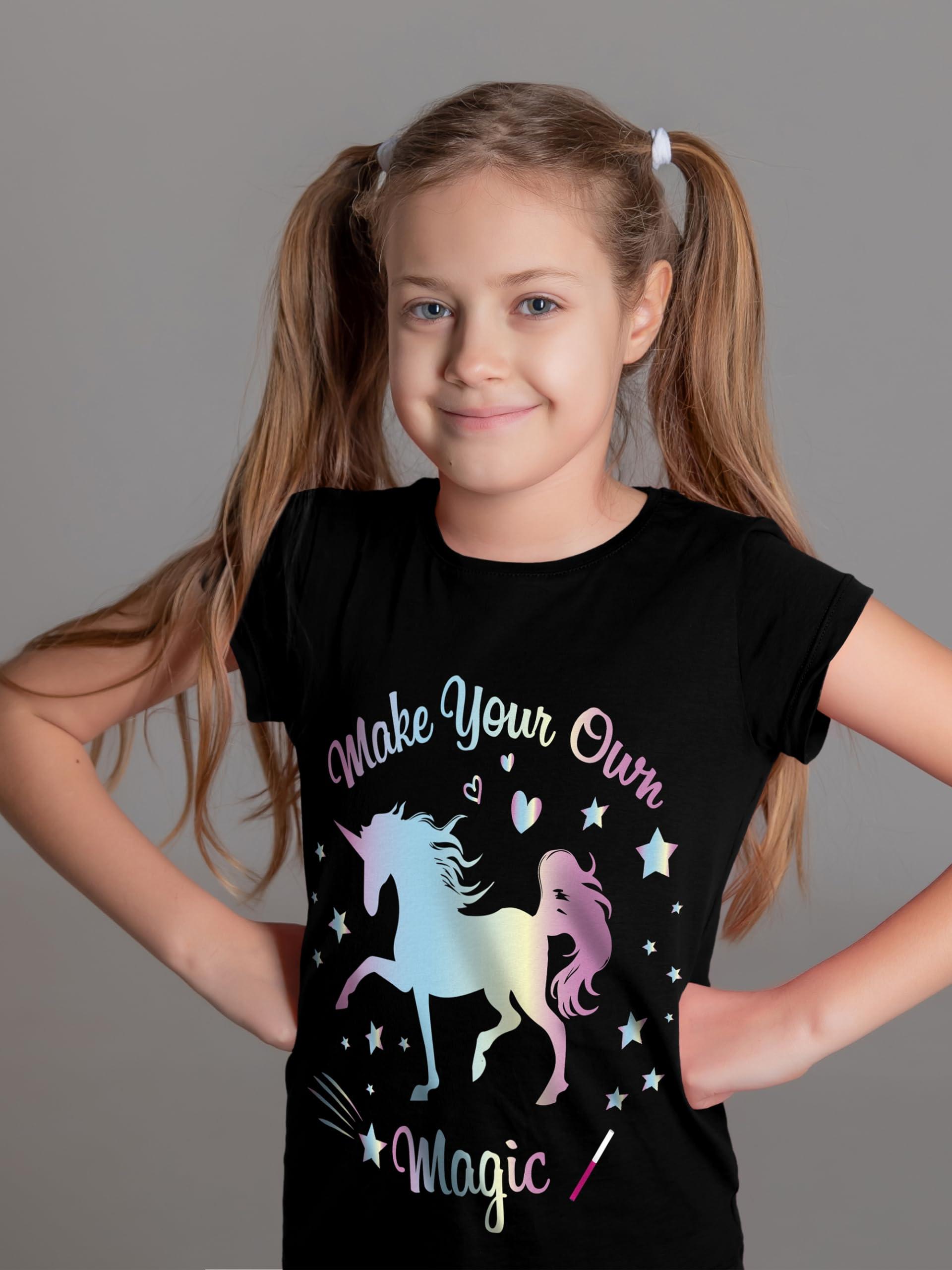 QWE 4 Pieces Girls Shirts Short Sleeve Cotton T-Shirts Graphic Tees Summer Tops Clothes for Girls 5-12 Years - Image 4