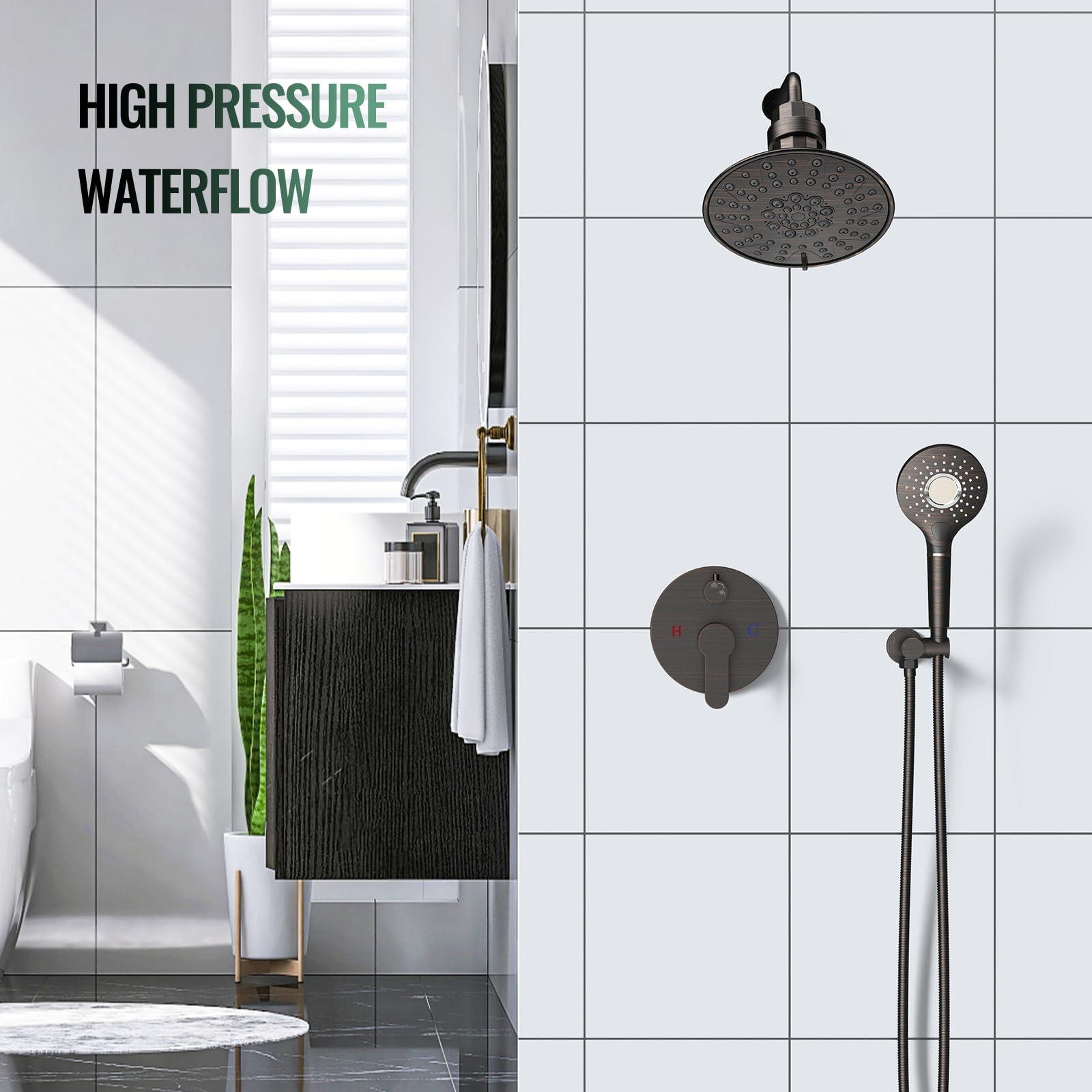 SunCleanse Shower System - 8 Inch Dual Filtered Rainfall Shower Head Combo - High Pressure 3 Spray Mode Showerhead-Included Rough in Valve and Trim Kit - Oil Rubbed Bronze - Image 8