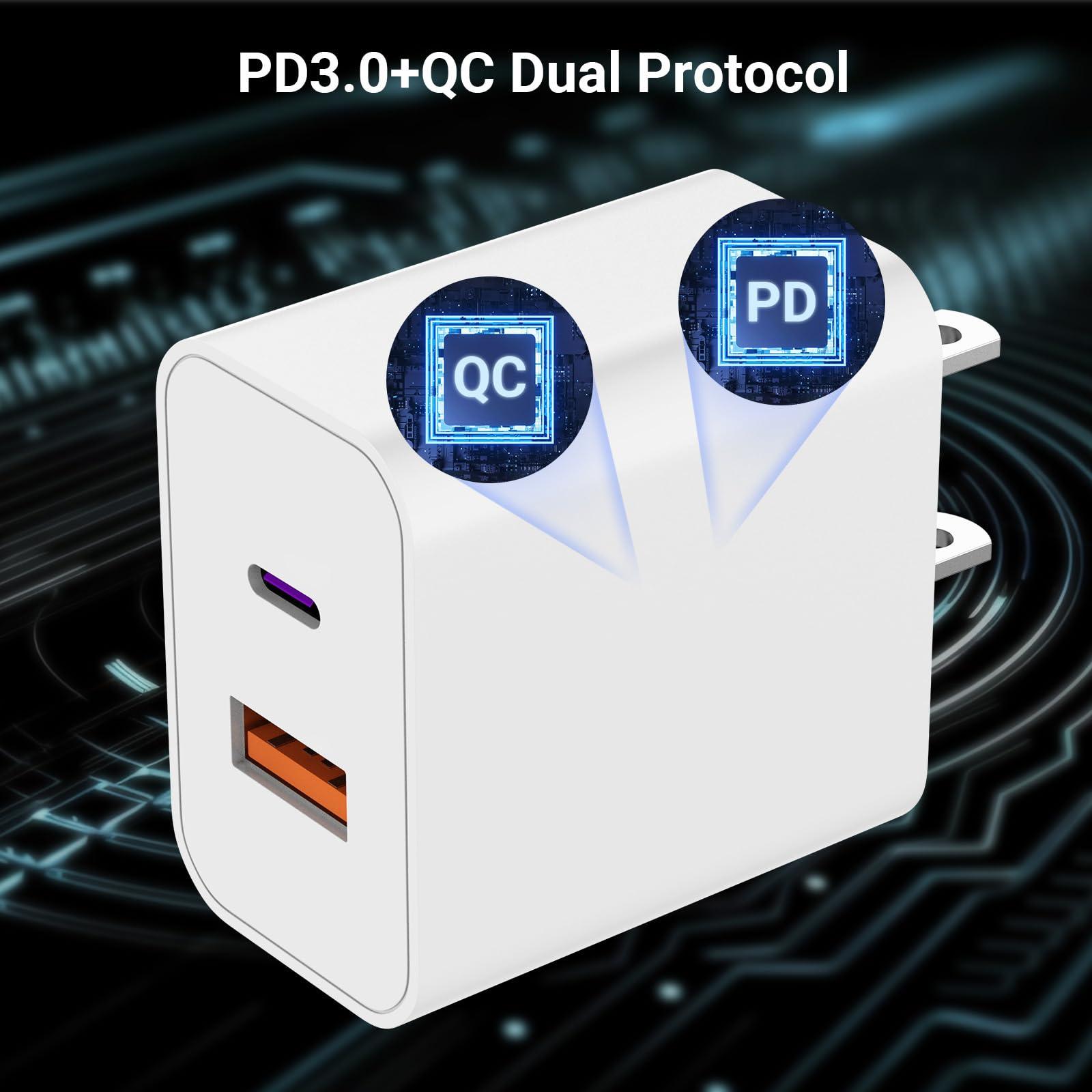 USB C Charger iPhone Charger Fast Charging 3Pack 20W PD+QC3.0 USB A Dual Port Wall Charger Block with 6FT USB C to Lightning Cable Compatible with iPhone 14 Pro Max/13Pro/12/11/XS/XR/X - Image 2